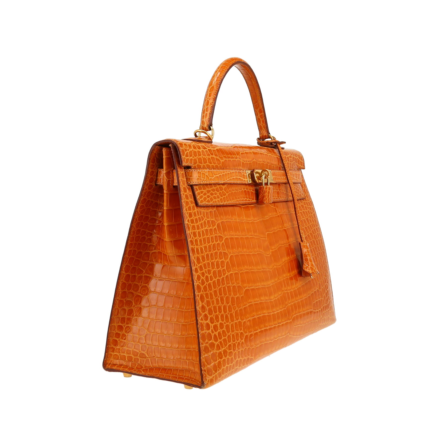 Hermès  Kelly 35 cm handbag  in orange porosus crocodile