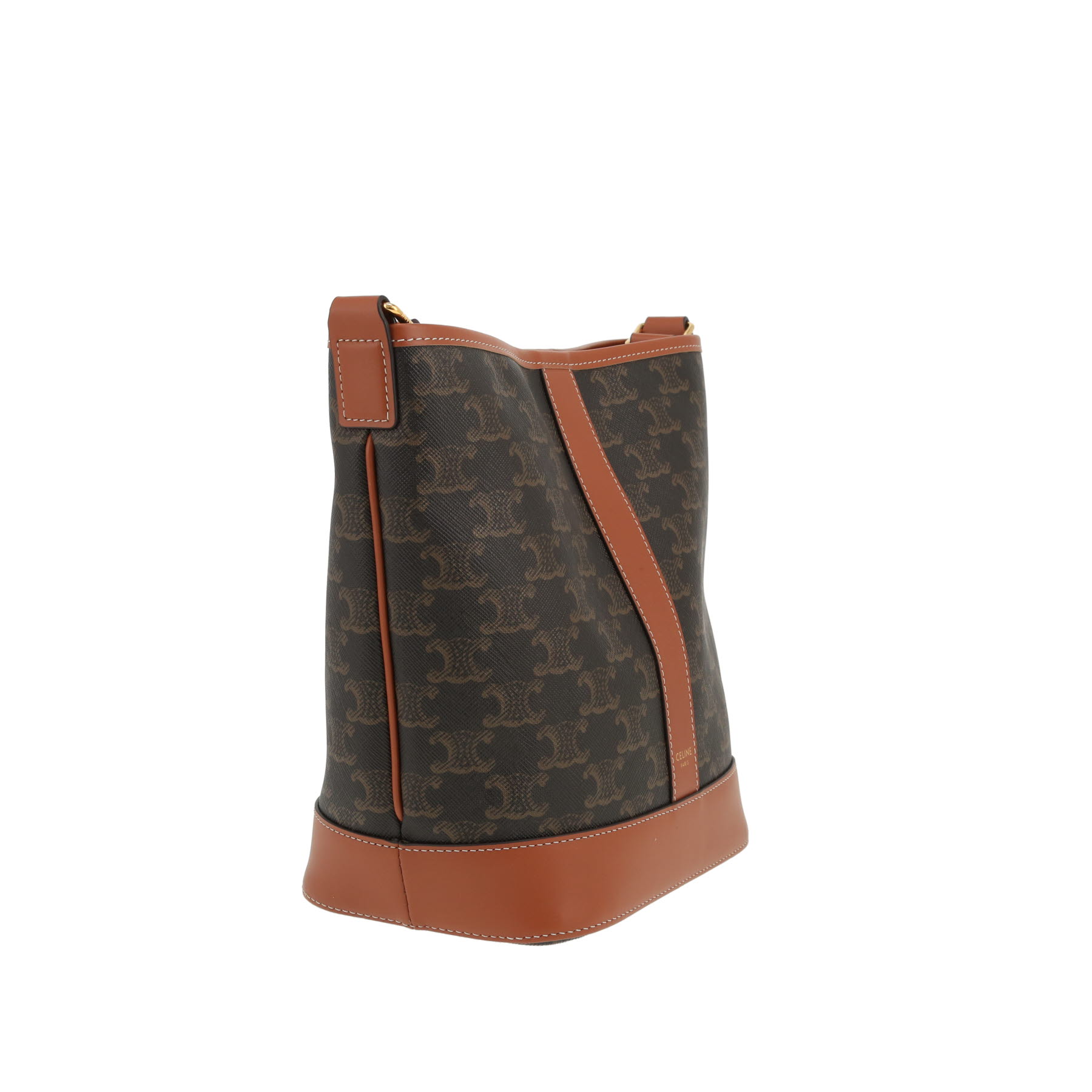 Bolso bandolera Celine  Seau modelo pequeño  en lona Monogram y cuero marrón