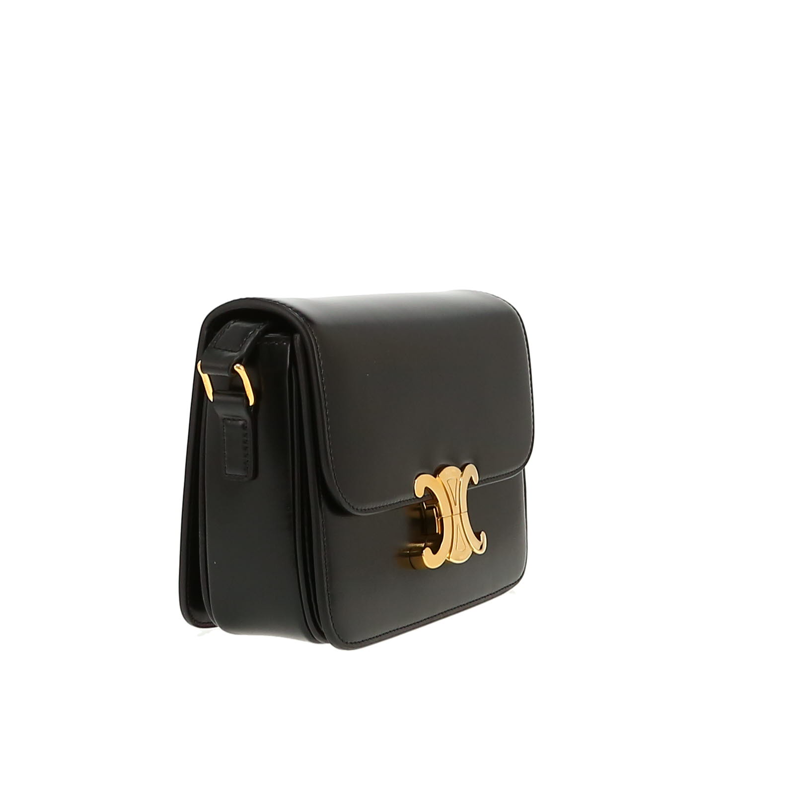 Celine  Triomphe Teen shoulder bag  in black leather