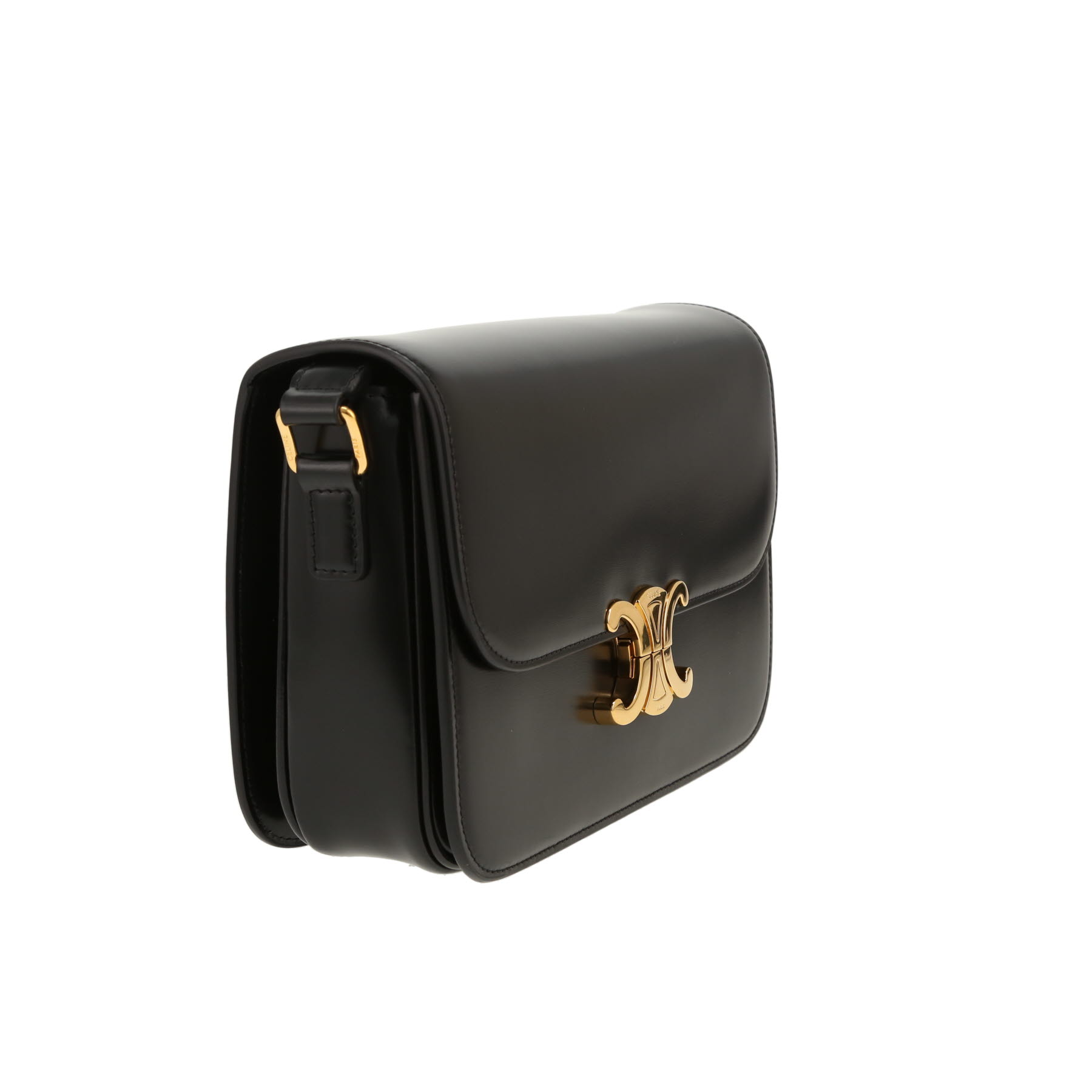 Celine  Triomphe shoulder bag  in black leather