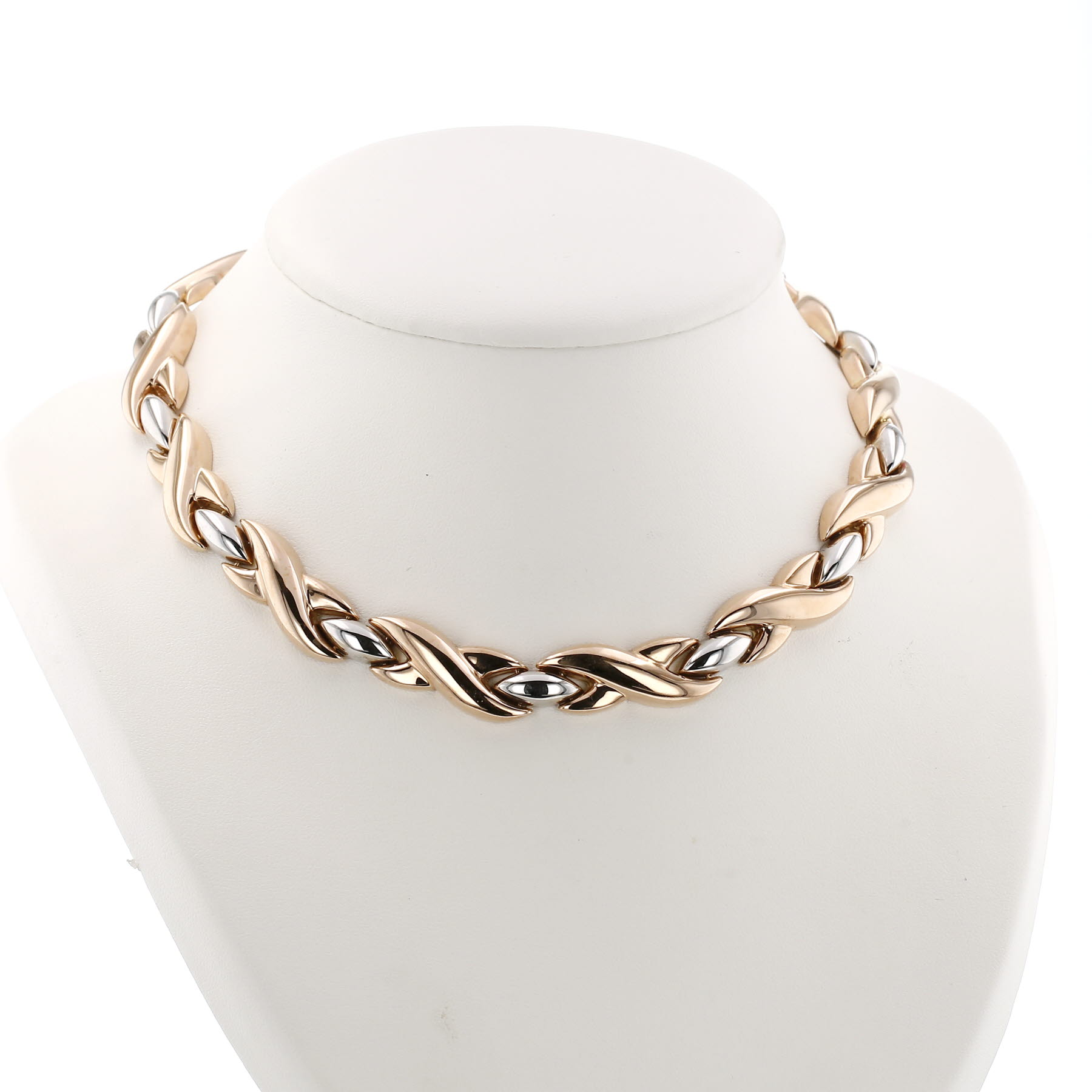 Articulated Cartier Arabesque necklace in pink gold and white gold