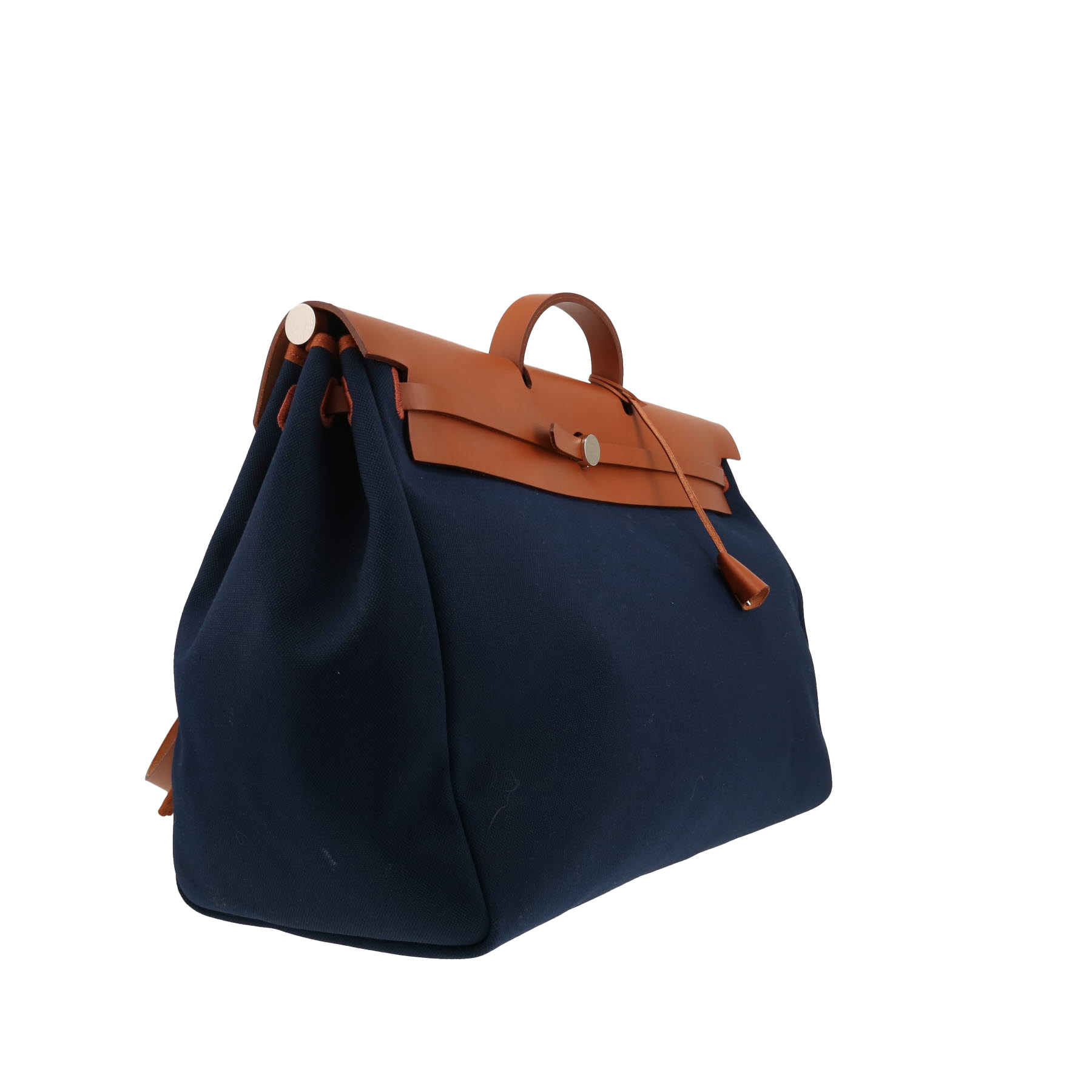 Hermès  Herbag travel bag  in blue canvas  and Hunter cowhide