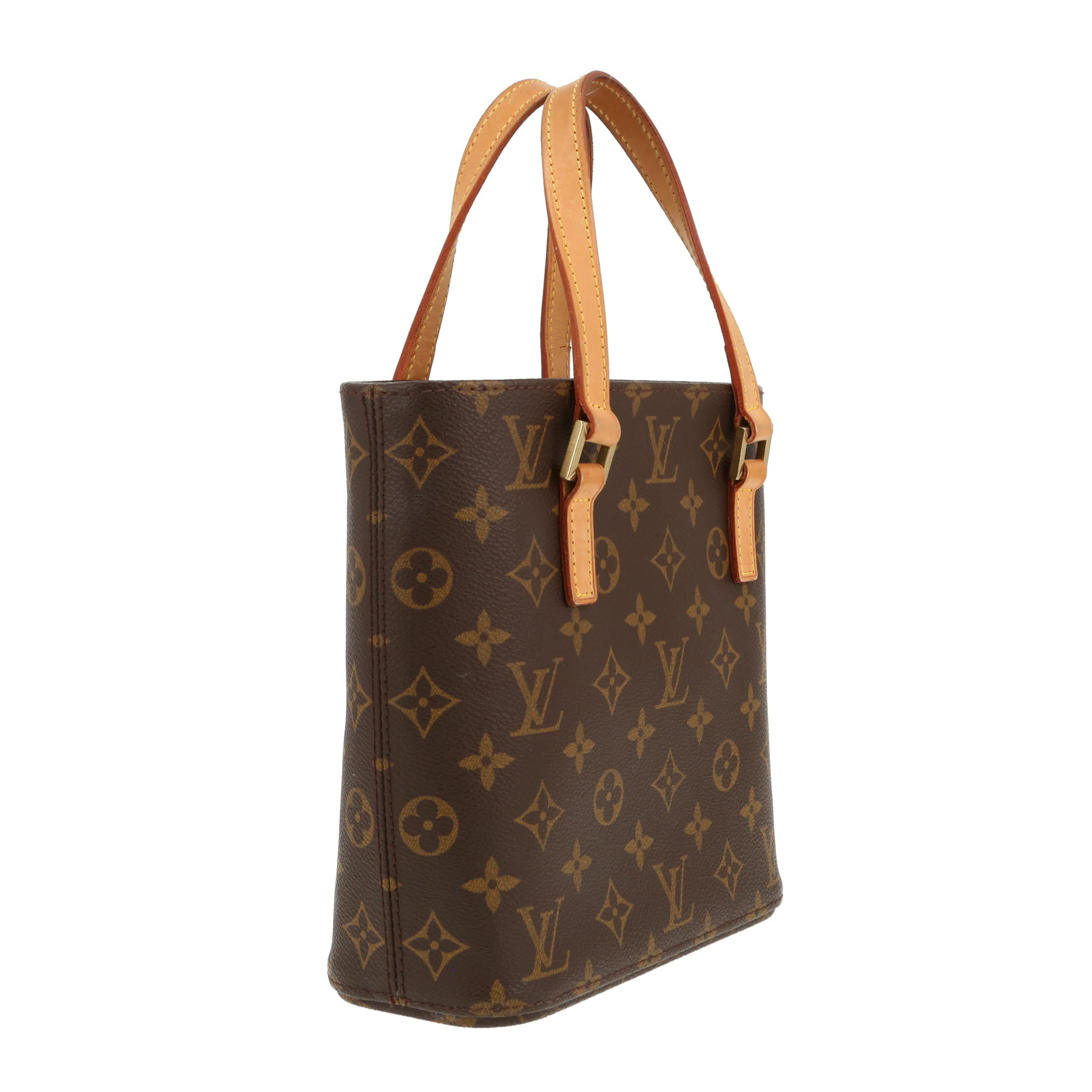 Louis Vuitton   handbag  in brown monogram canvas  and natural leather