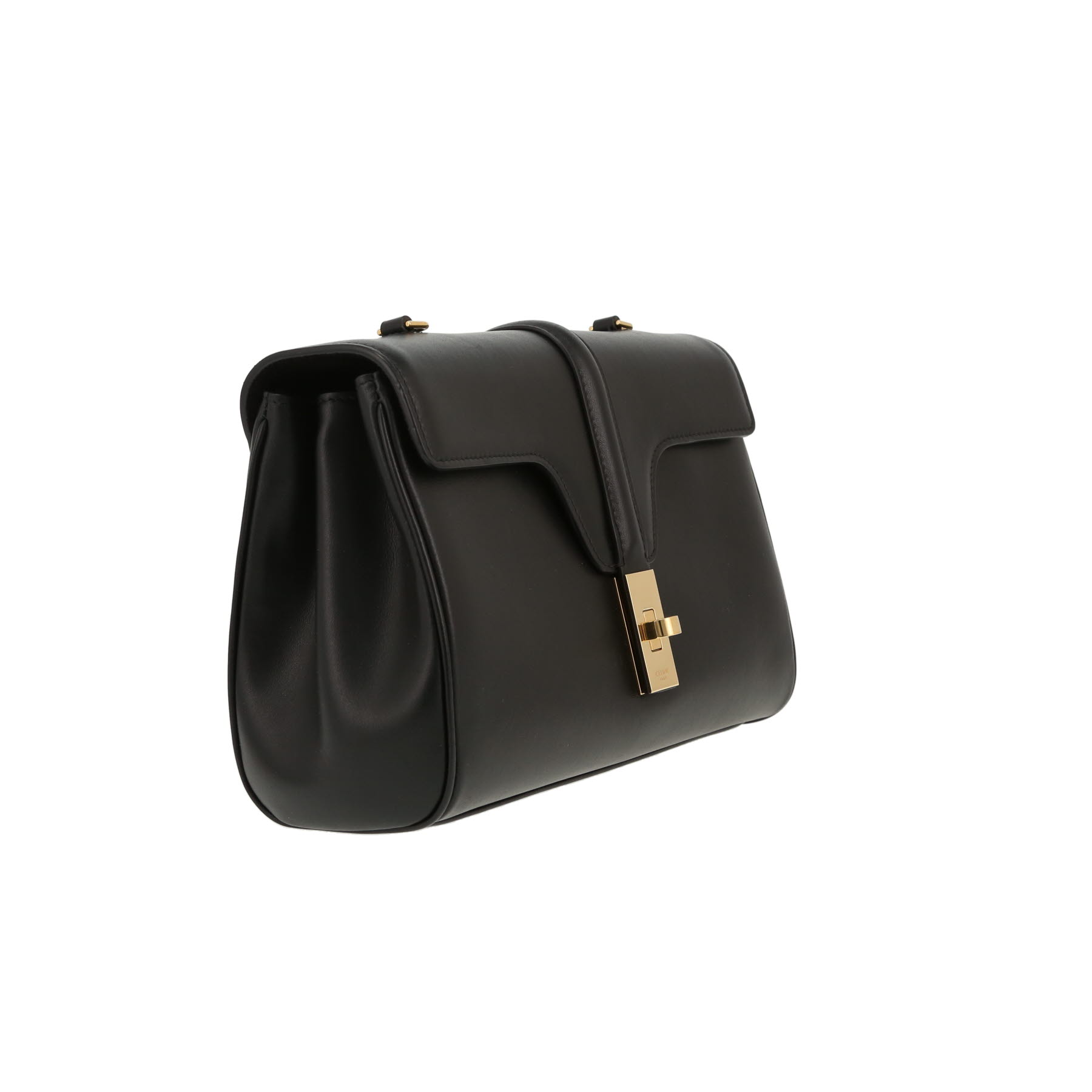 Celine  Soft Teen shoulder bag  in black grained leather
