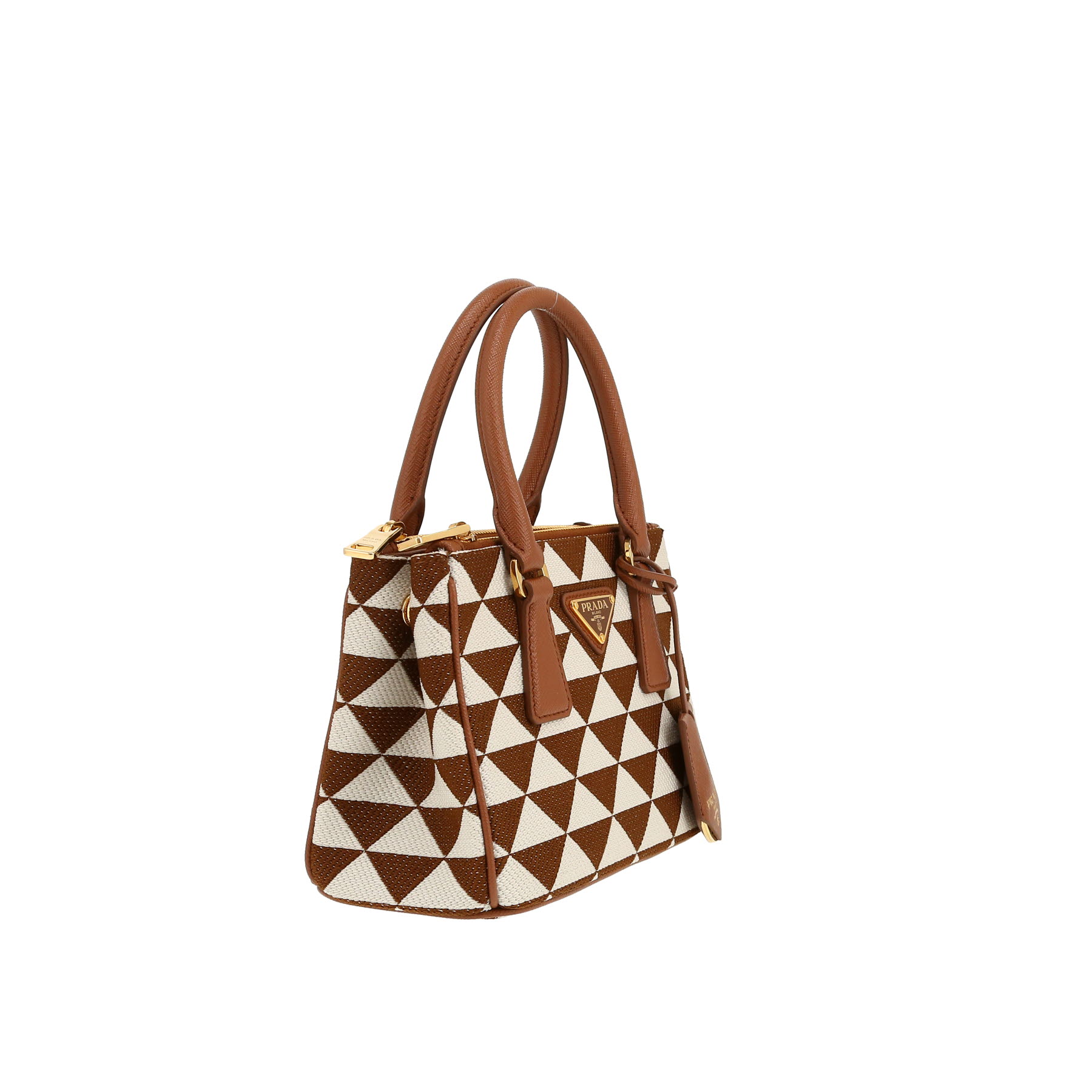 Prada  Galleria shoulder bag  in brown and beige canvas  and brown leather