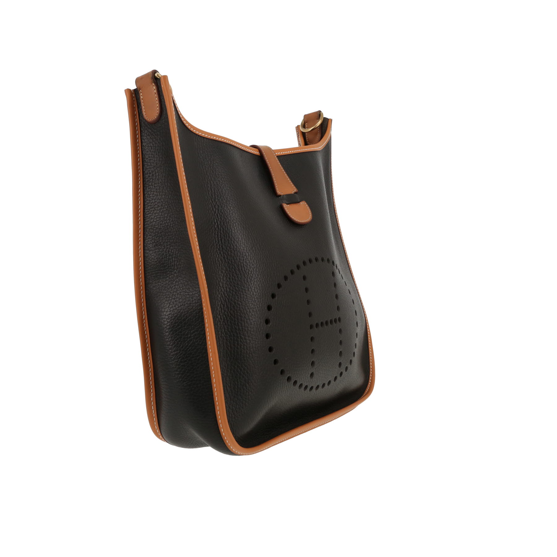 Hermès  Evelyne shoulder bag  in black and gold Ardenne leather