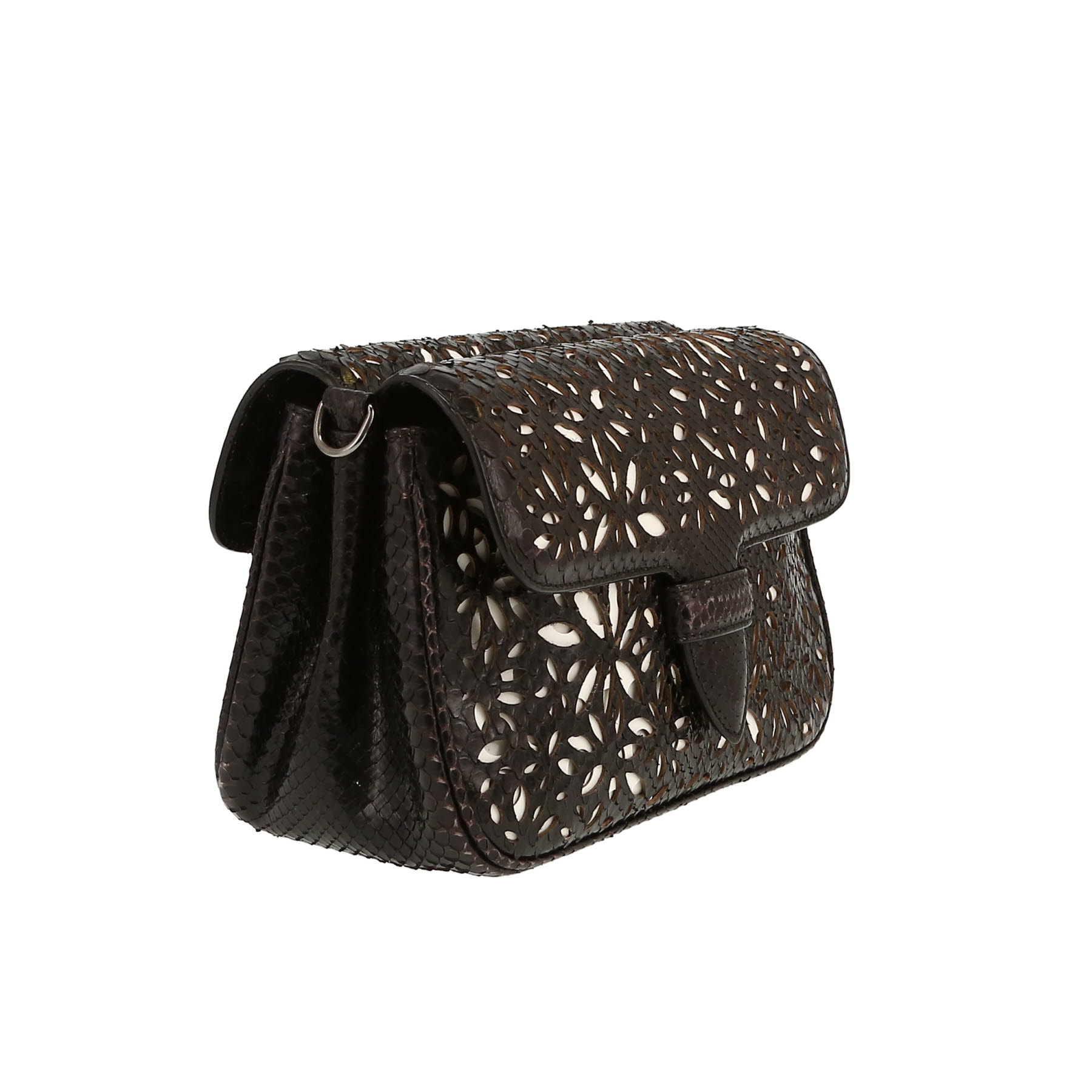 Alaïa   shoulder bag  in black python  and white leather