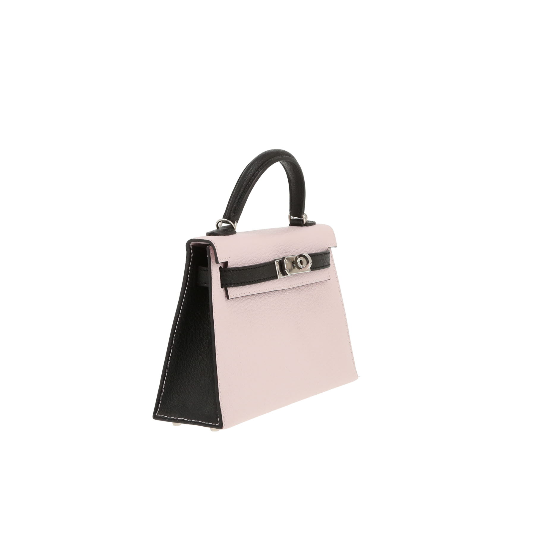 Hermès  Kelly 20 cm shoulder bag  in Mauve Pâle and black Mysore leather