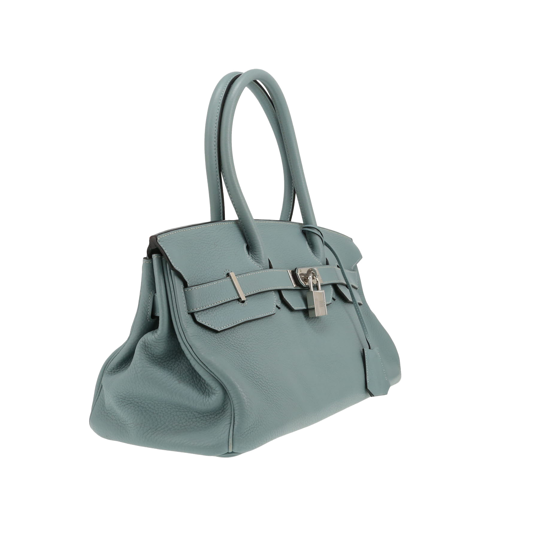 Borsa da spalla o a mano Hermès  Birkin Shoulder in pelle taurillon clemence Bleu Lin