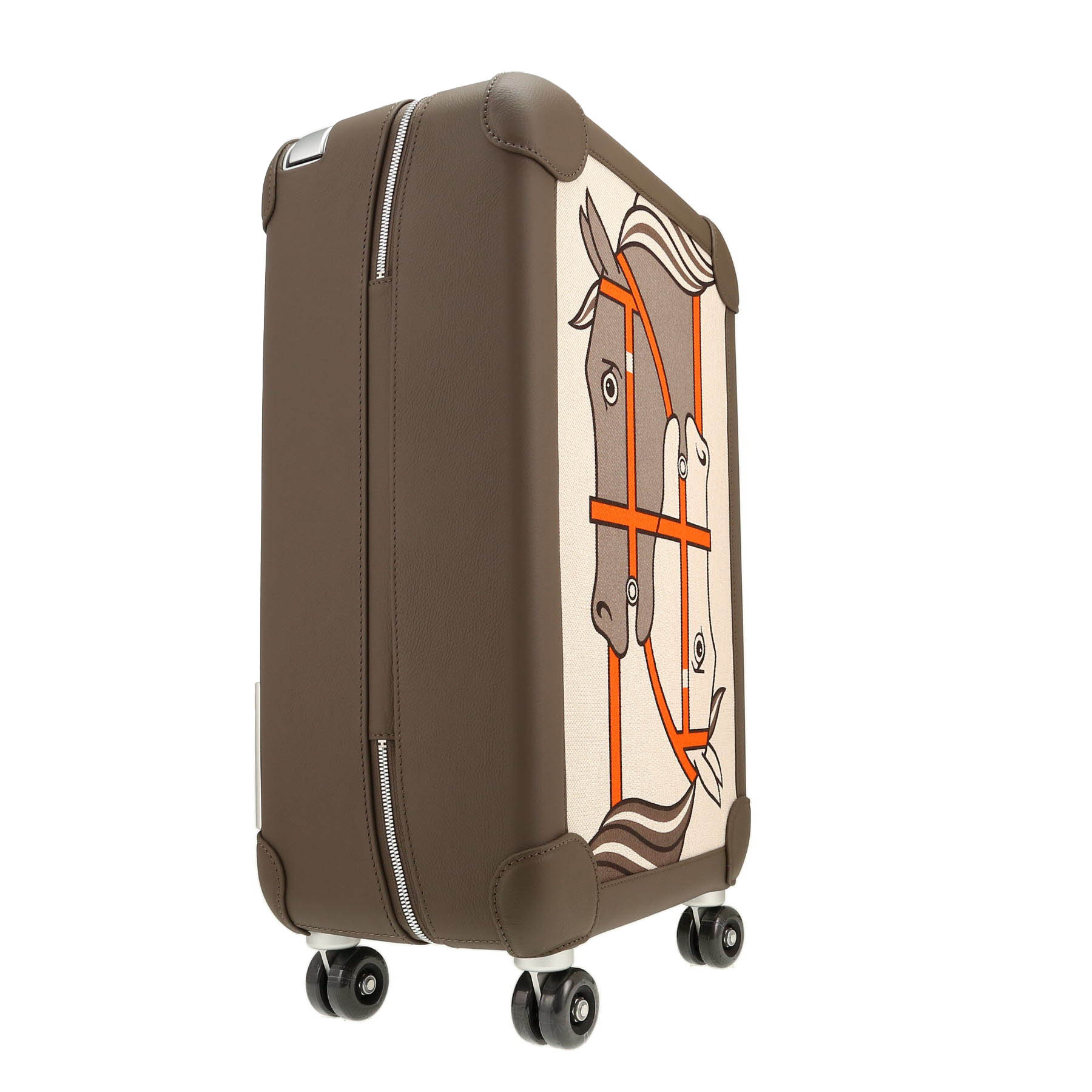 Valigia Hermès  R.M.S Cabine in tela "H" beige e pelle Swift etoupe