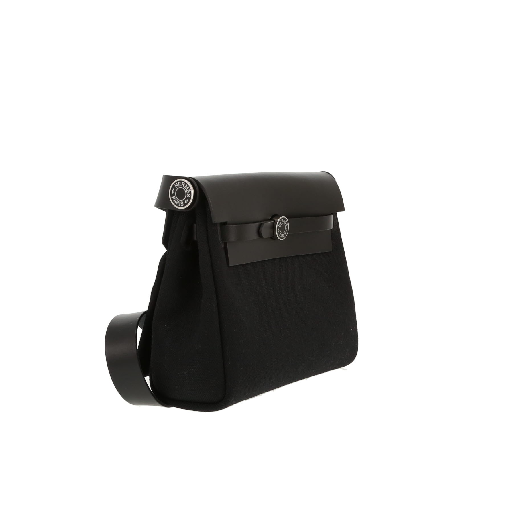 Hermès  Mini Herbag shoulder bag  in black canvas and leather