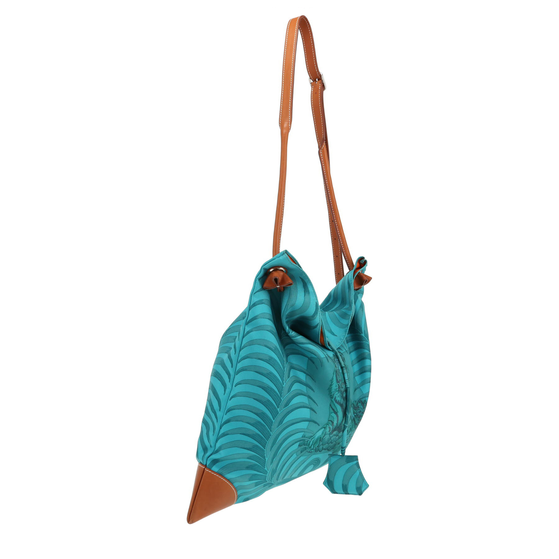 Bolso bandolera Hermès  Silk City en seda azul y cuero Barenia