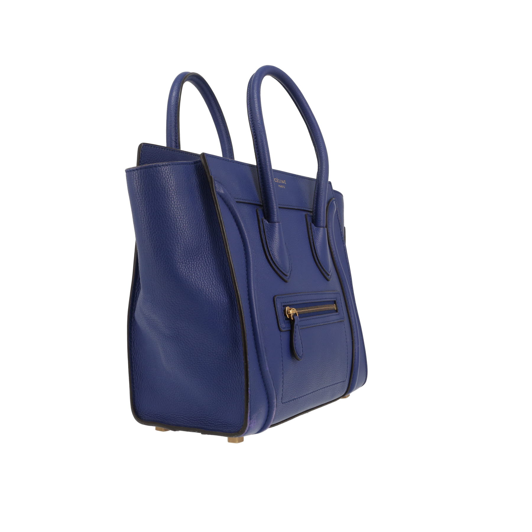 Celine  Luggage handbag  in blue grained leather