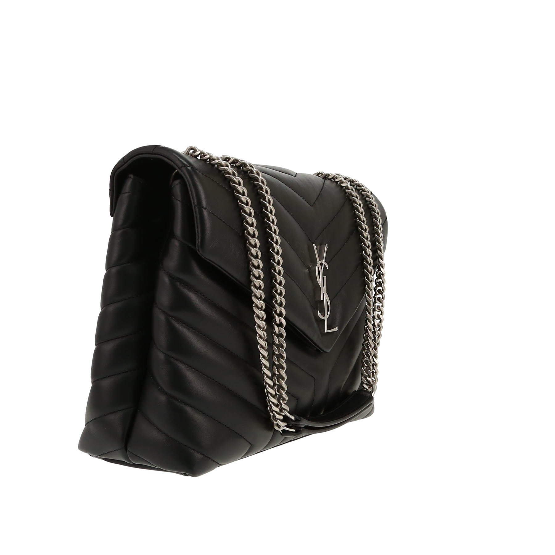 Saint Laurent  Loulou shoulder bag  in black chevron quilted leather