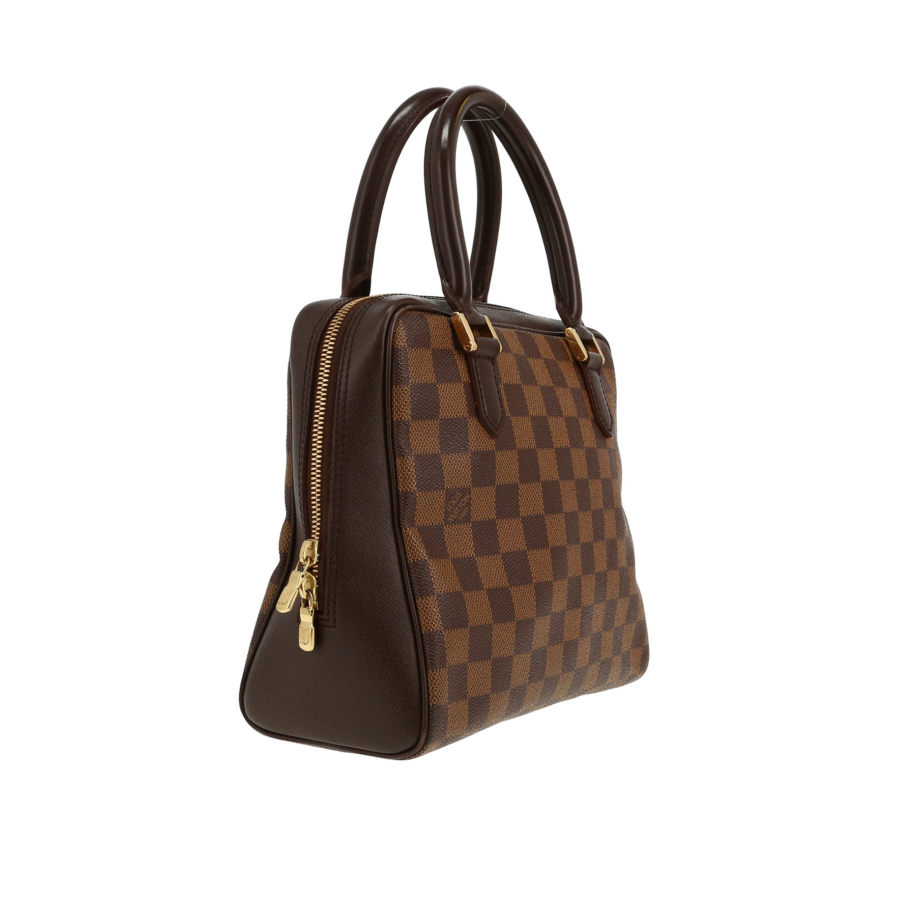 Sac à main Louis Vuitton  Brera en toile damier ébène et cuir marron