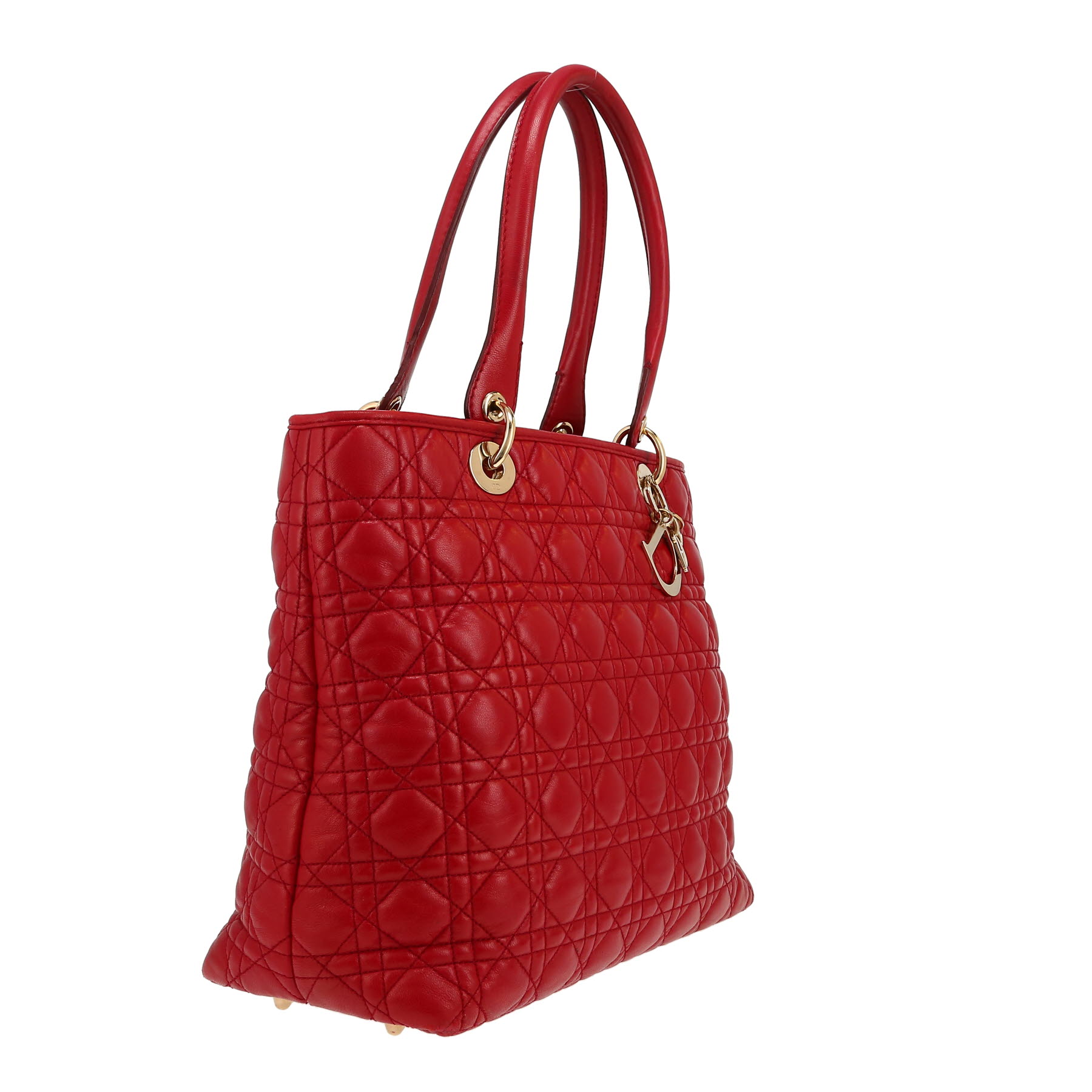 Dior   handbag  in red leather cannage