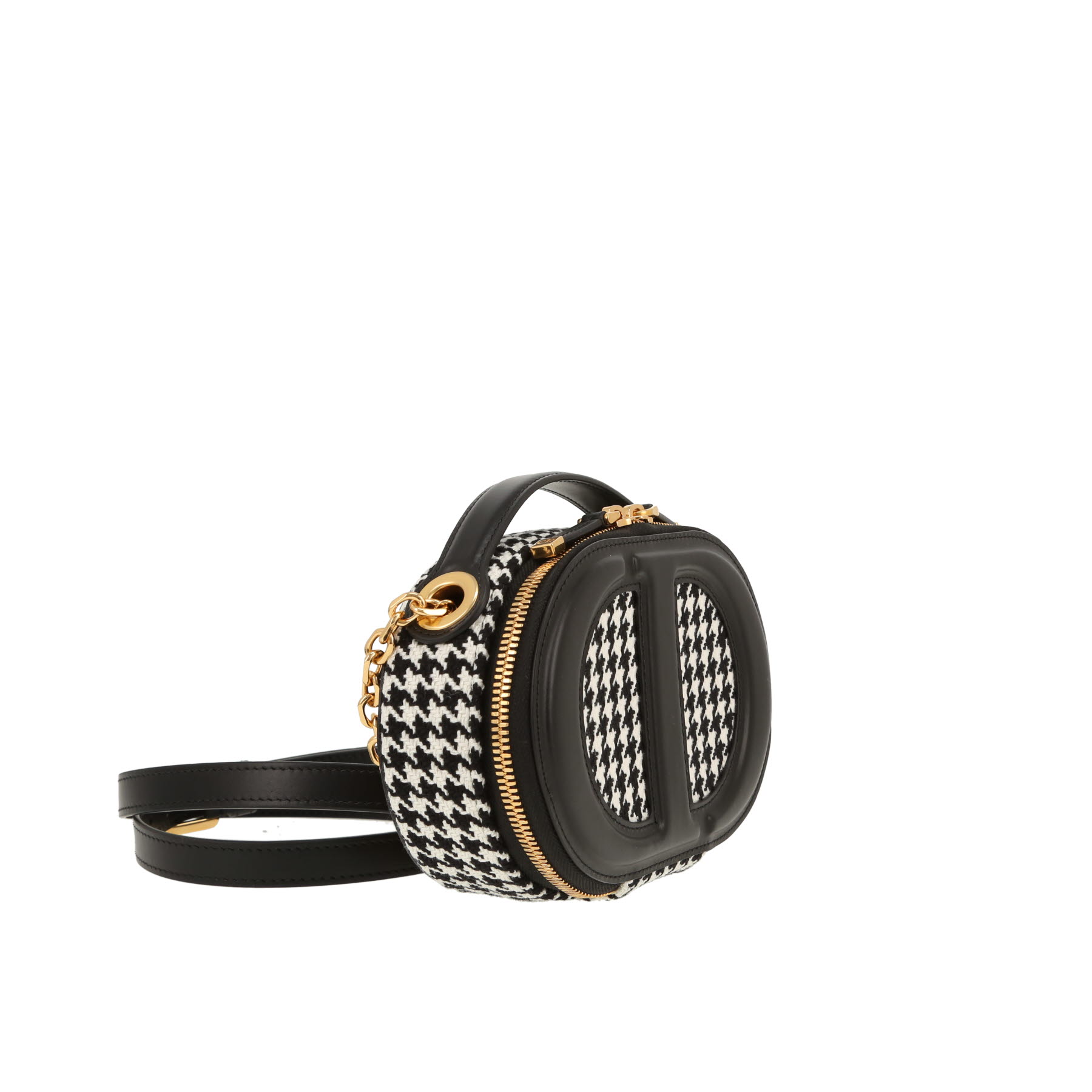 Dior  Ovale CD shoulder bag  in black and white canvas  and black leather
