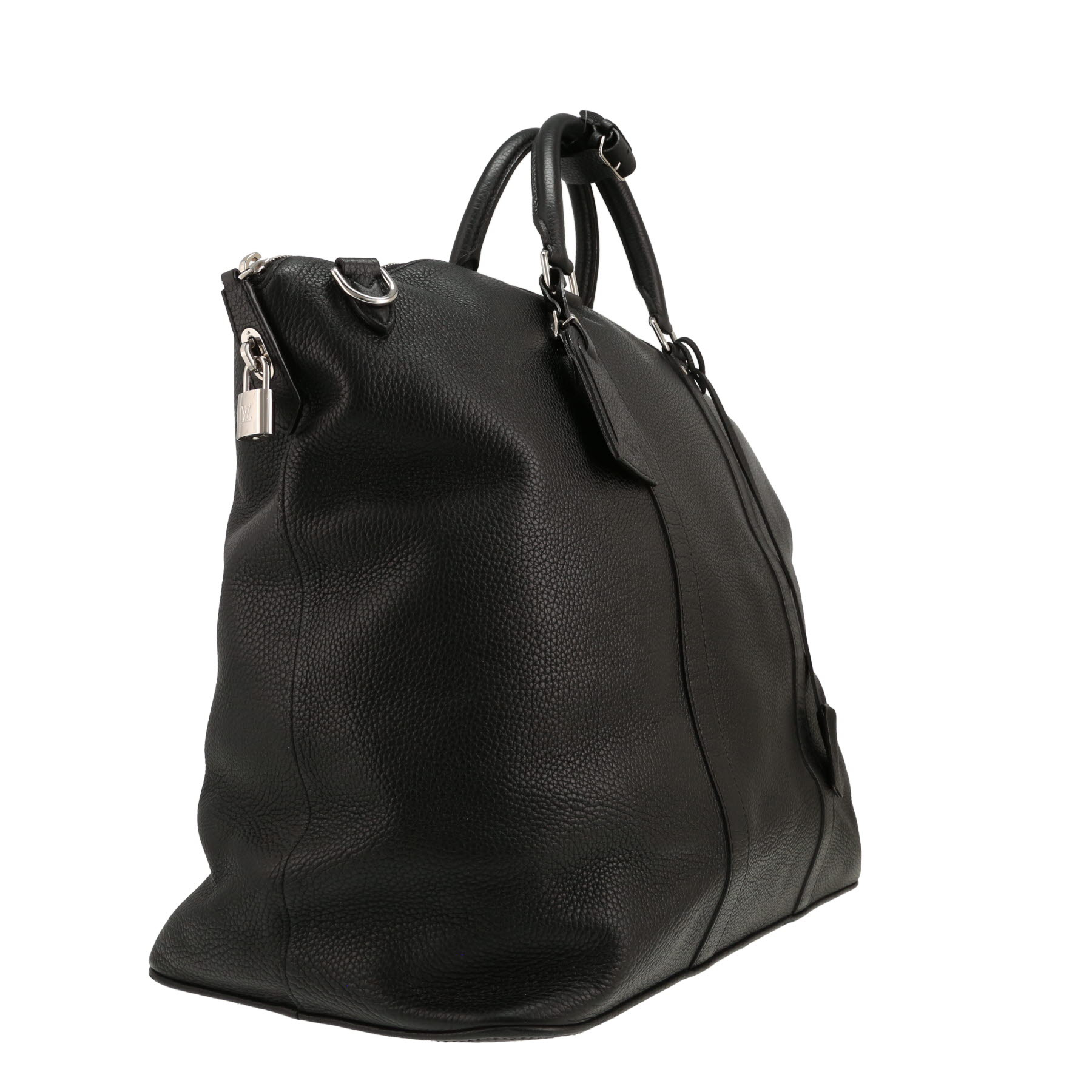 Borsa da viaggio Louis Vuitton  Lockit in pelle martellata nera