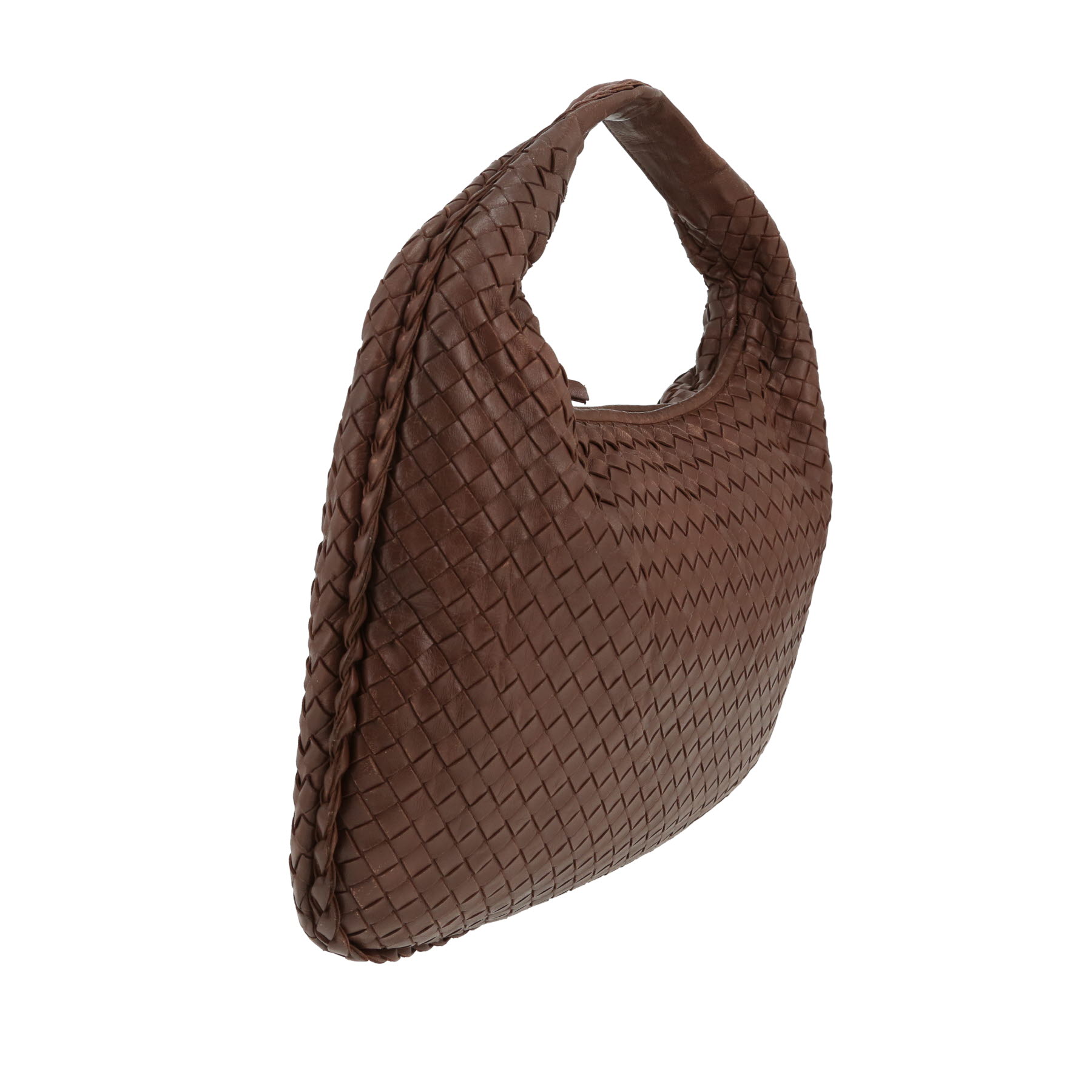 Bolso «Veneta» de Bottega Veneta, de piel «intrecciato» marrón
