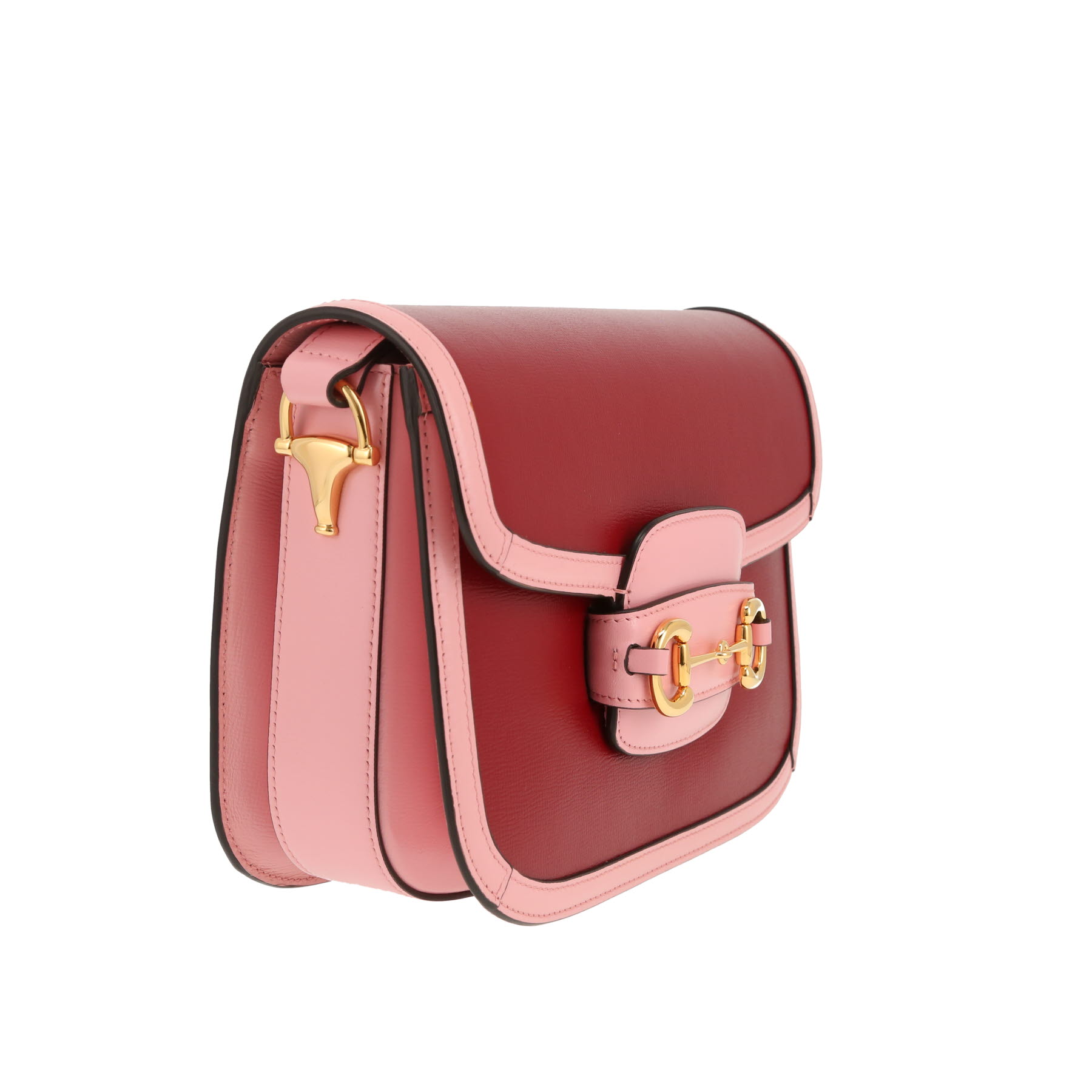 Bolso bandolera Gucci  1955 Horsebit en cuero rosa y rojo