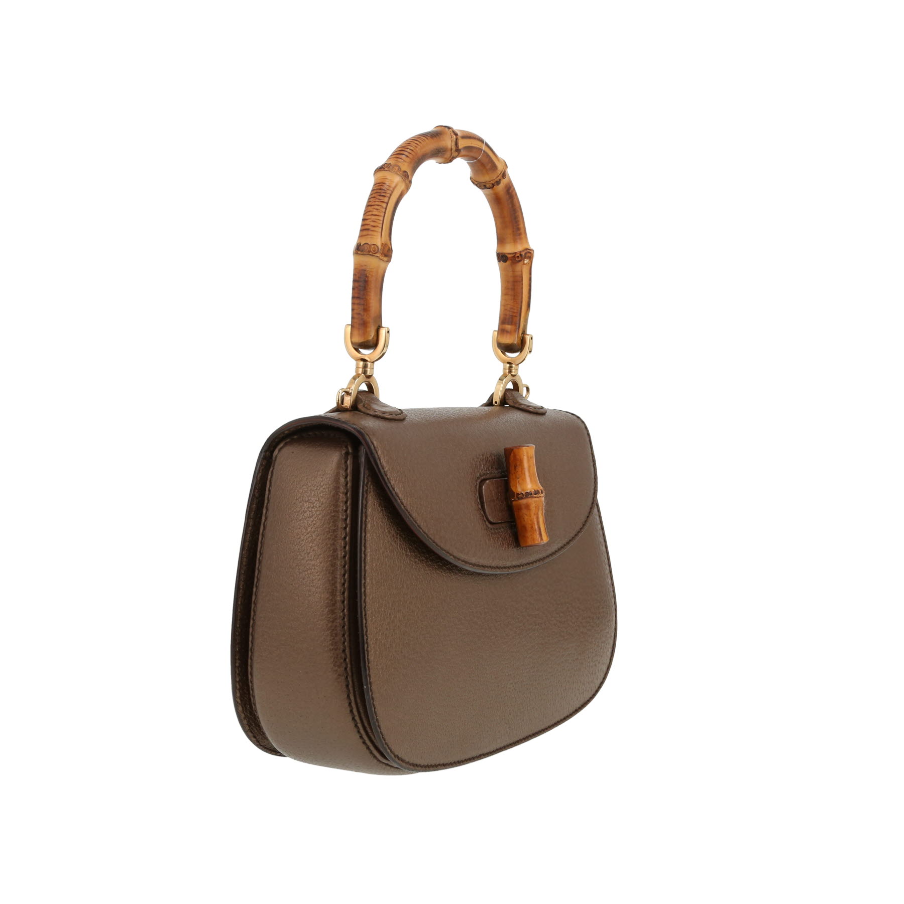 Borsa Gucci  Bamboo in pelle iridescente marrone e bambù
