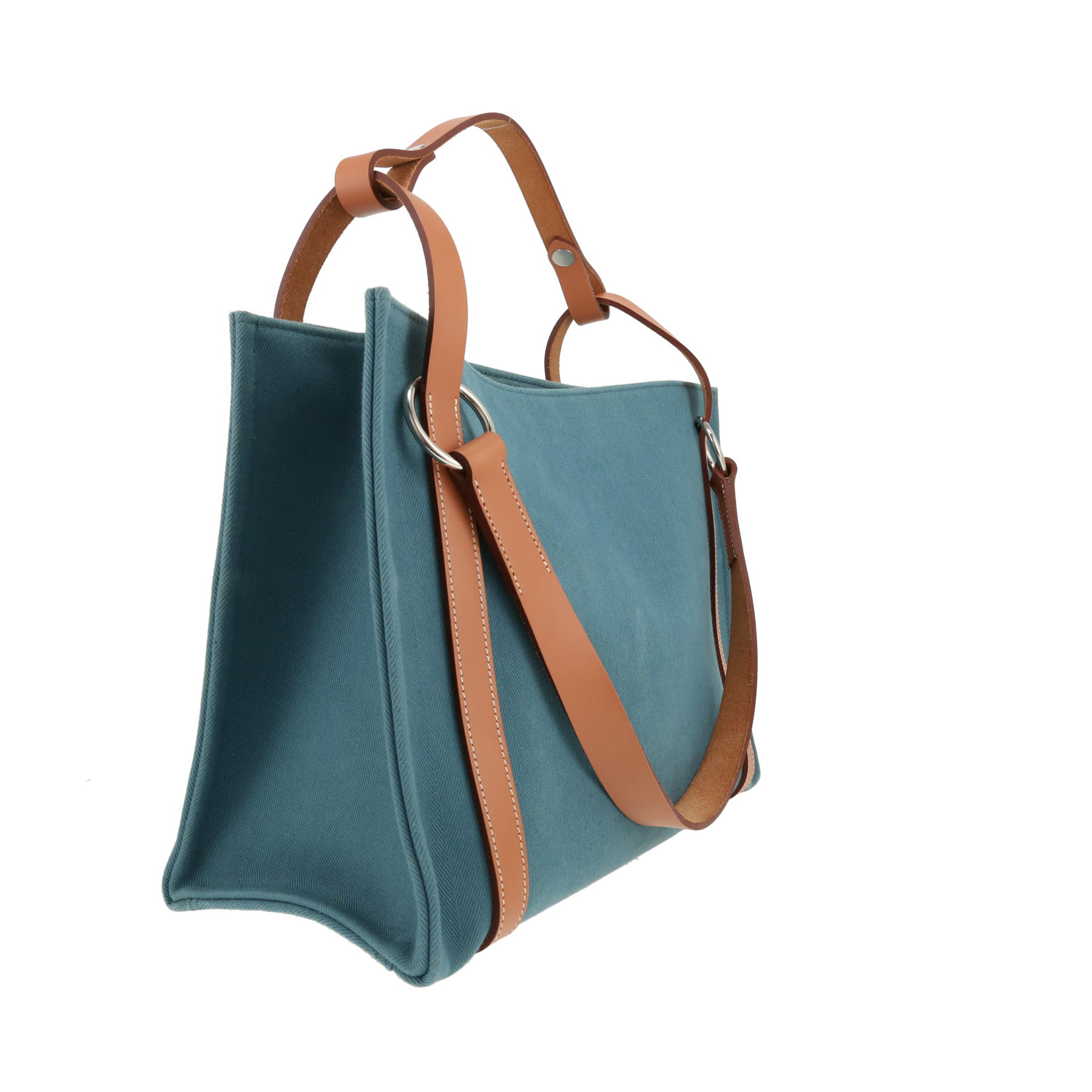 Bolso Cabás Hermès  Cavalicol en lona azul y vaca Hunter