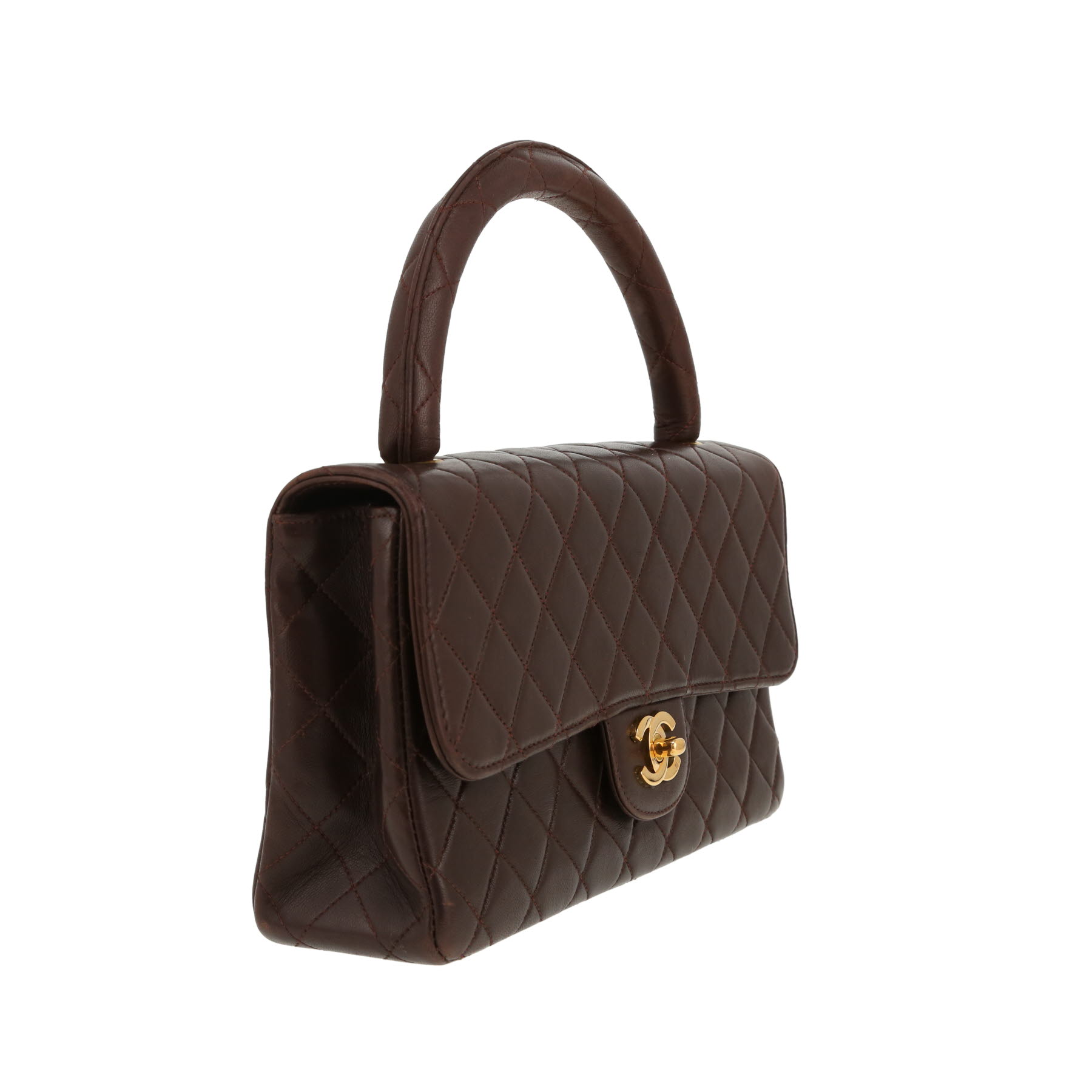 Chanel   handbag  in brown quilted leather