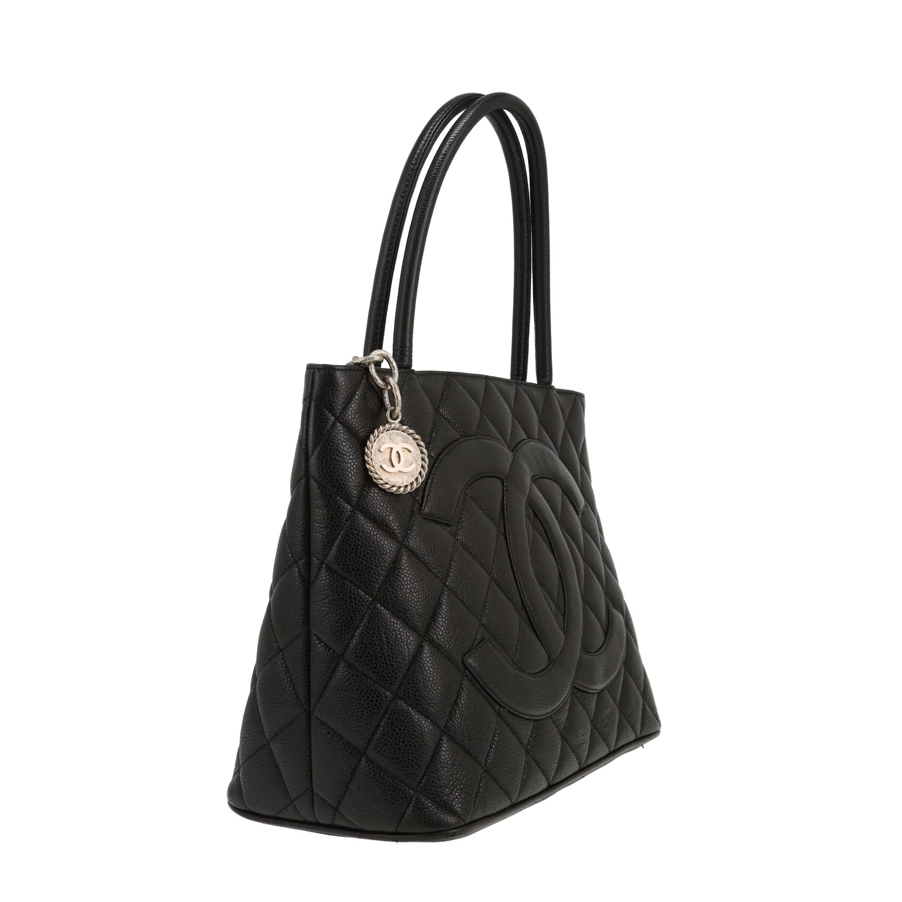 Sac à main Chanel  Medaillon en cuir grainé noir