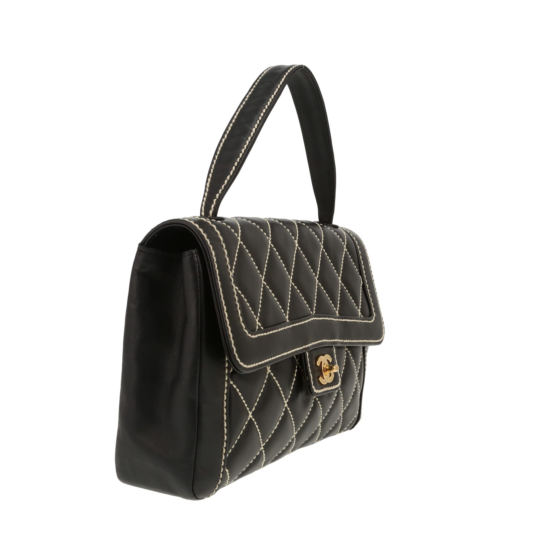 Sac à main Chanel  Vintage en cuir matelassé noir