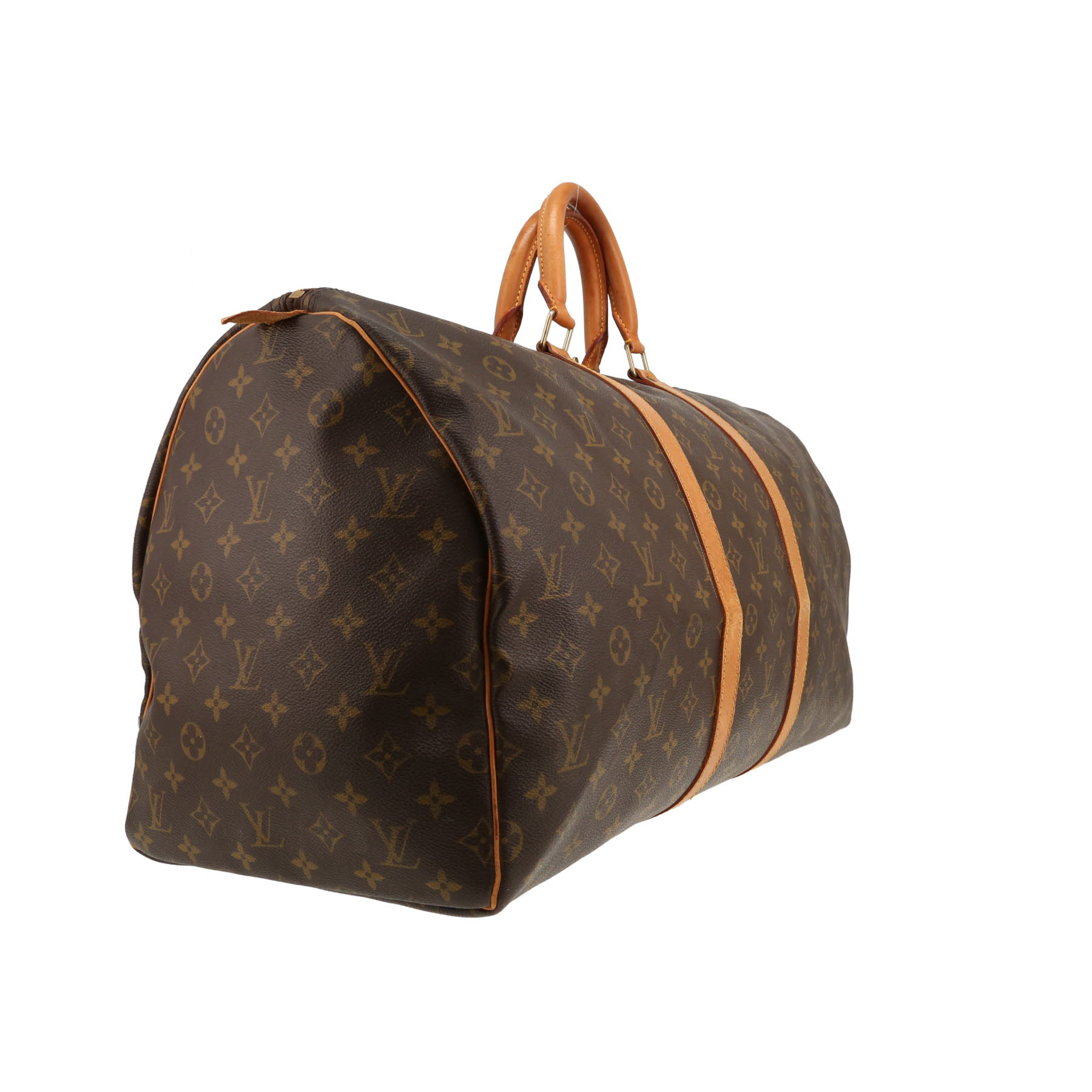 Louis Vuitton  Keepall 55 travel bag  in brown monogram canvas  and natural leather