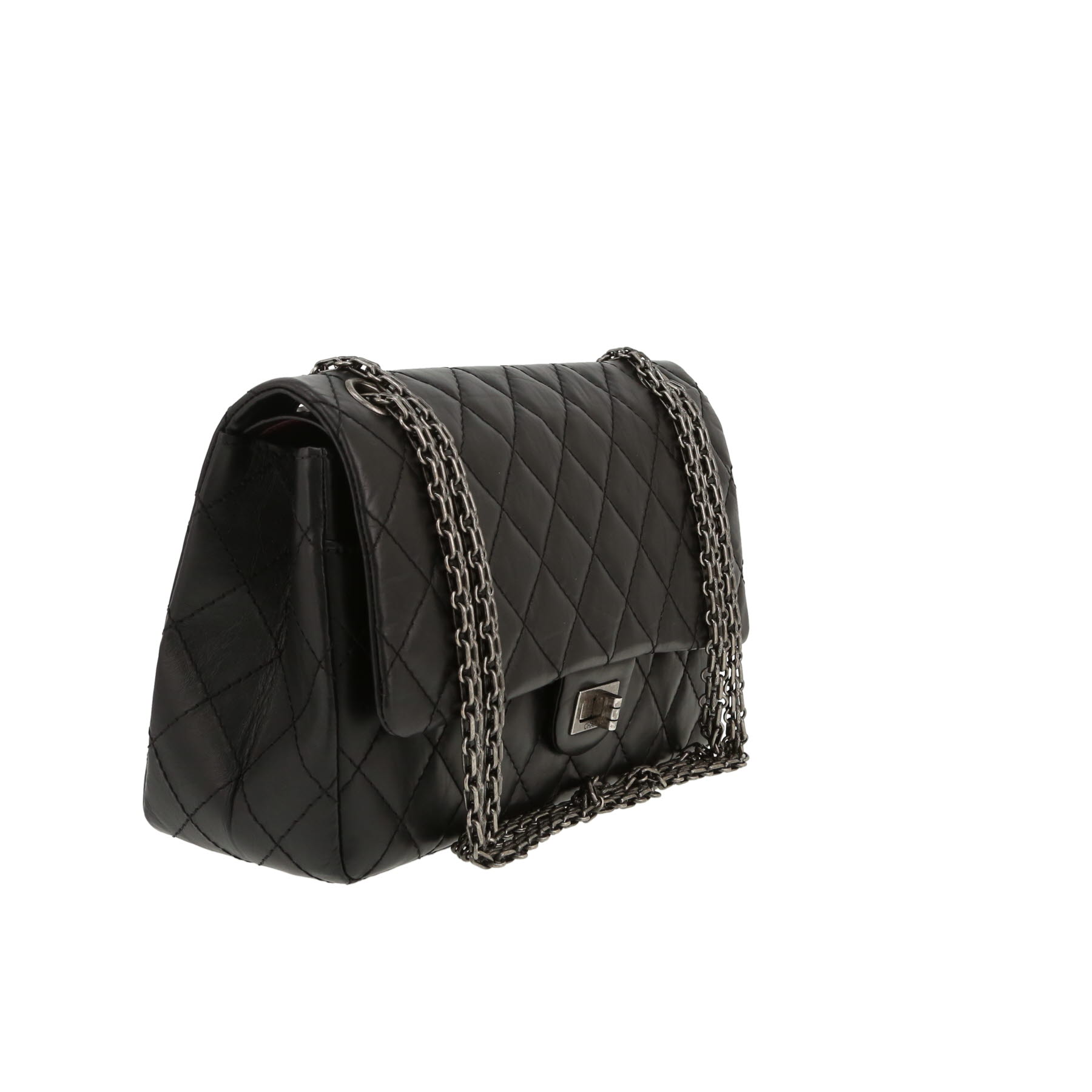 Chanel  2.55 shoulder bag  in black quilted leather