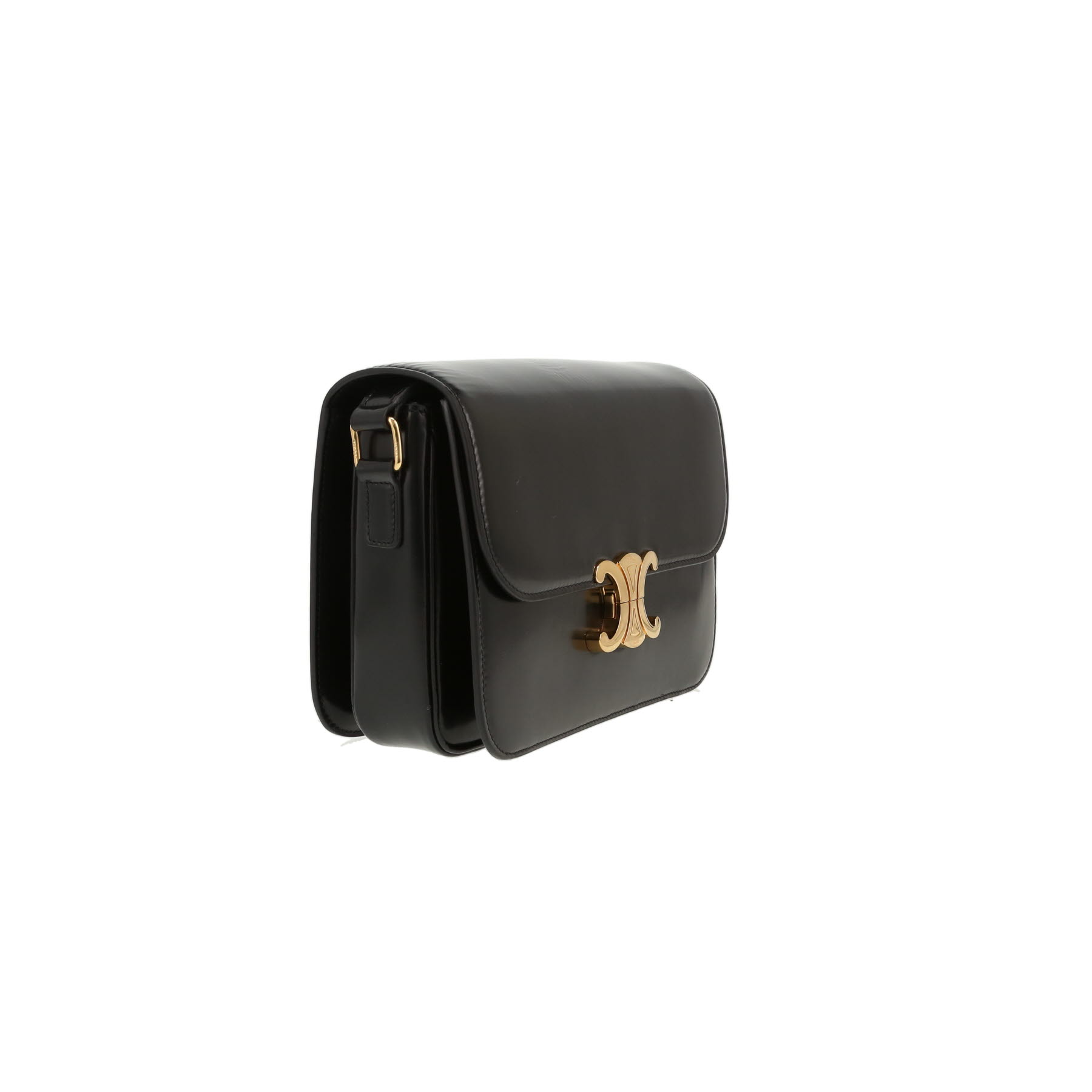 Celine  Triomphe shoulder bag  in black leather