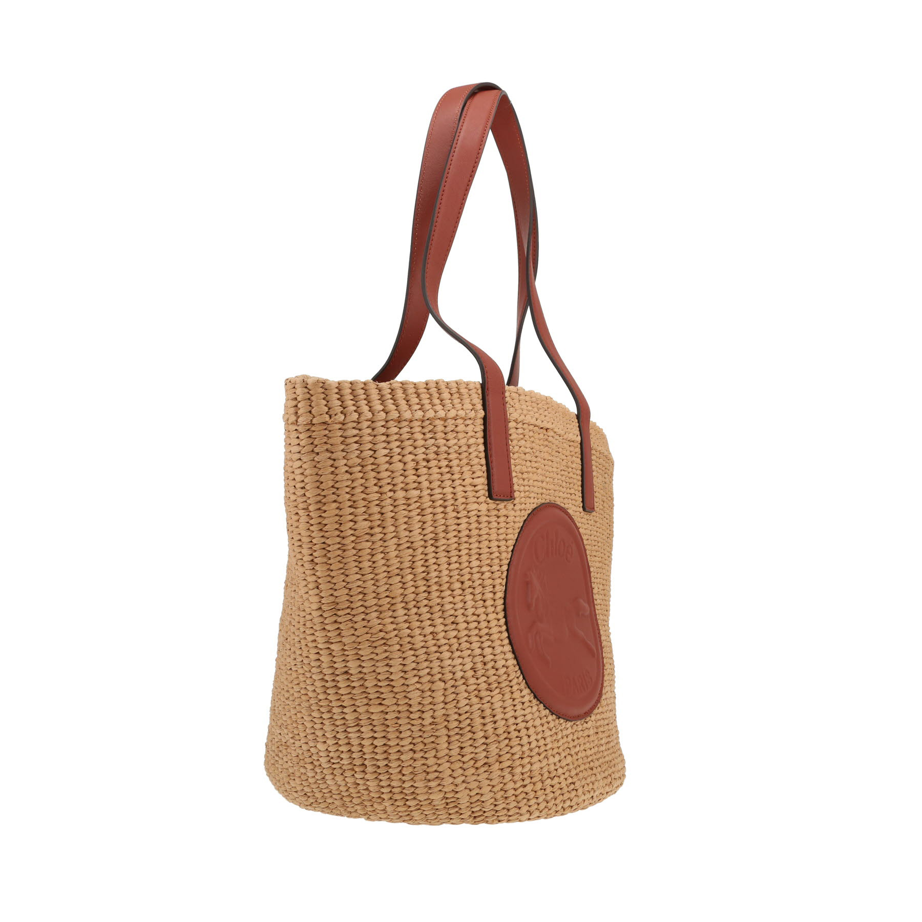 Shopping bag Chloé   in profili beige e pelle marrone