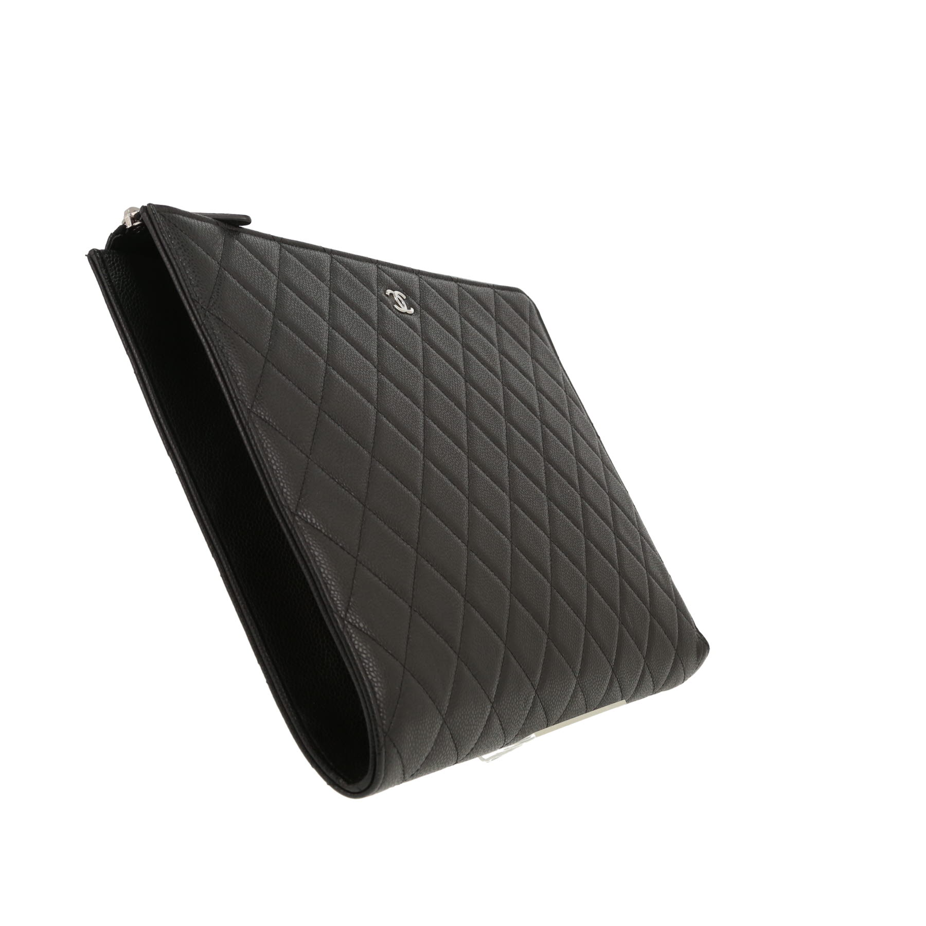 Chanel  Pochette pouch  in black quilted grained leather