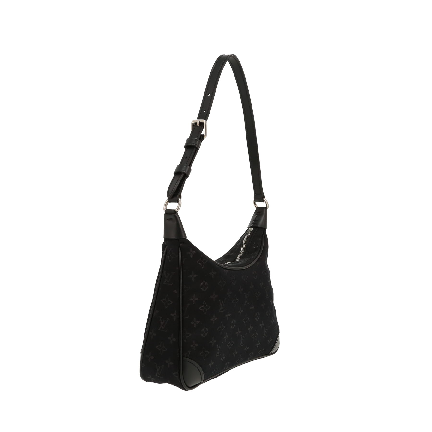 Sac à main Louis Vuitton   mini  en satin noir et cuir noir