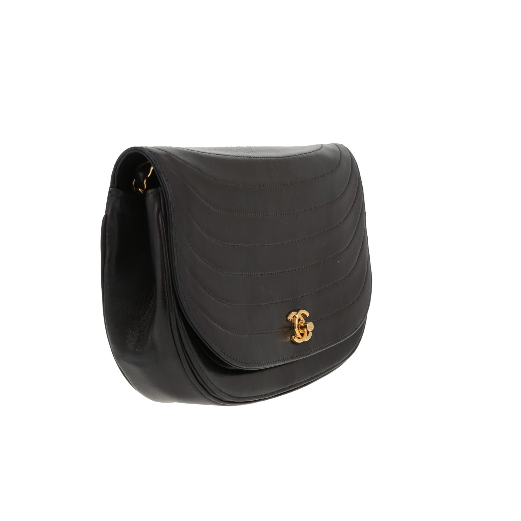 Chanel  Vintage shoulder bag  in navy blue leather