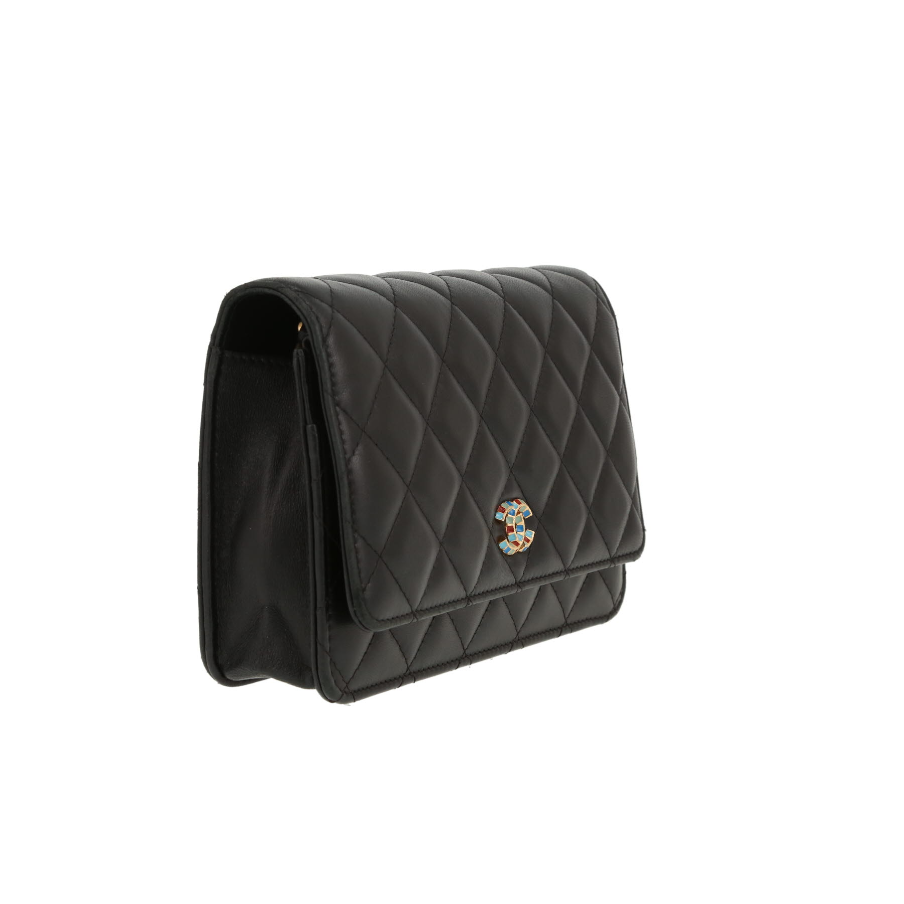 Borsa a tracolla Chanel  Wallet on Chain in pelle trapuntata nera