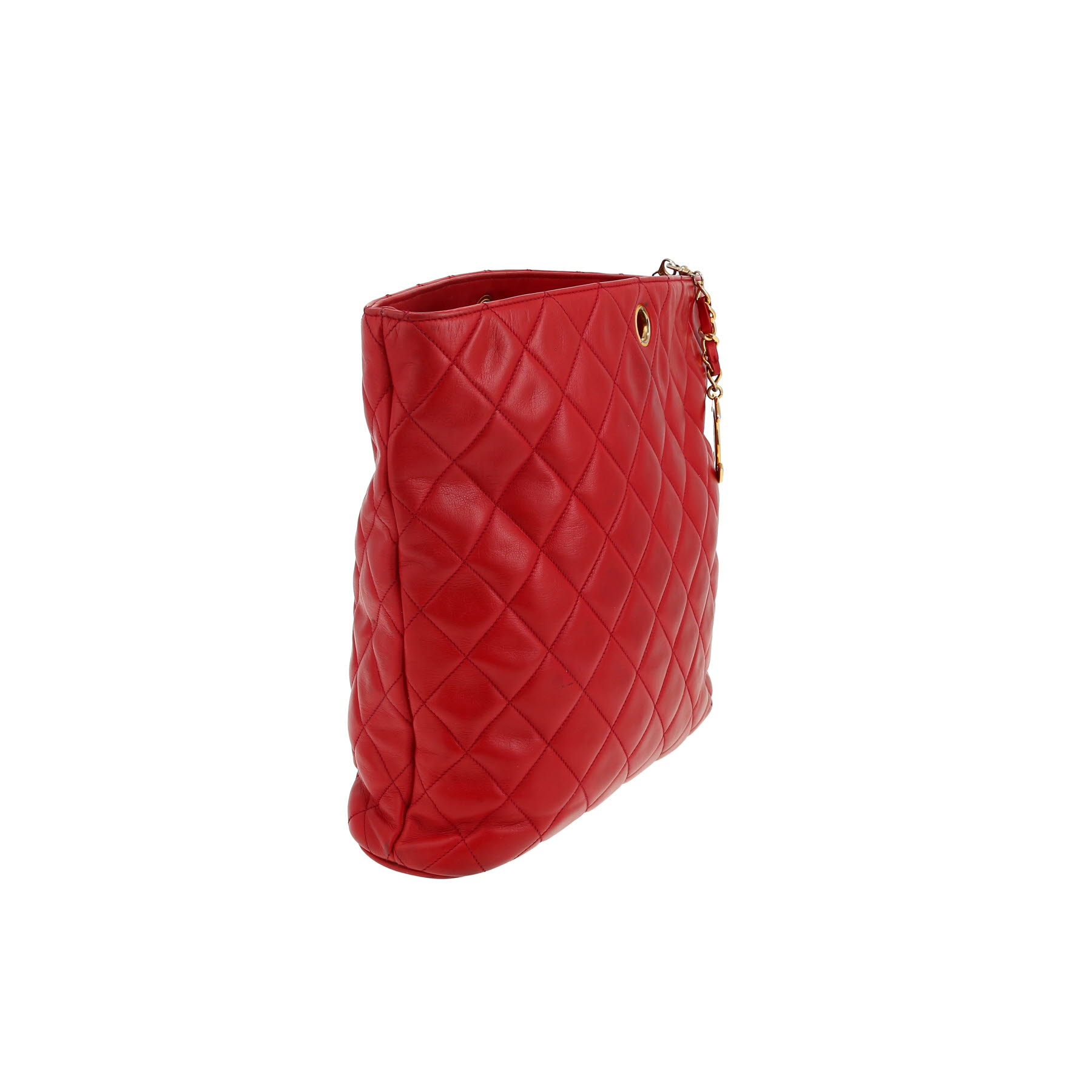 Chanel   handbag  in red quilted leather