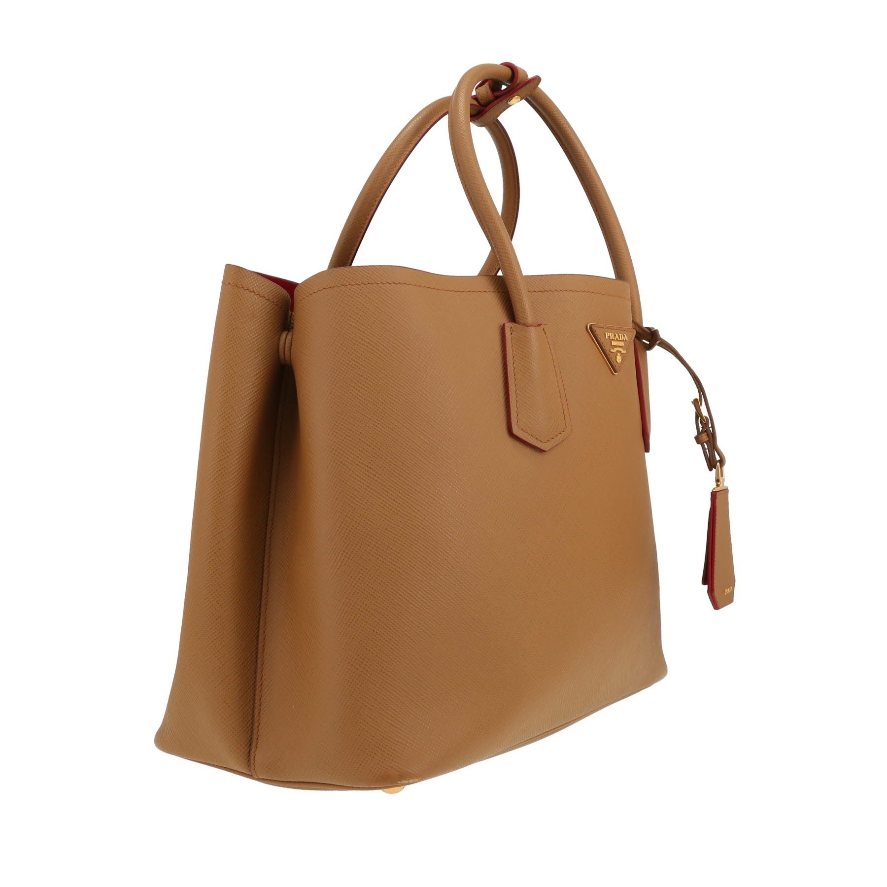 Sac à main Prada  Double en cuir saffiano beige
