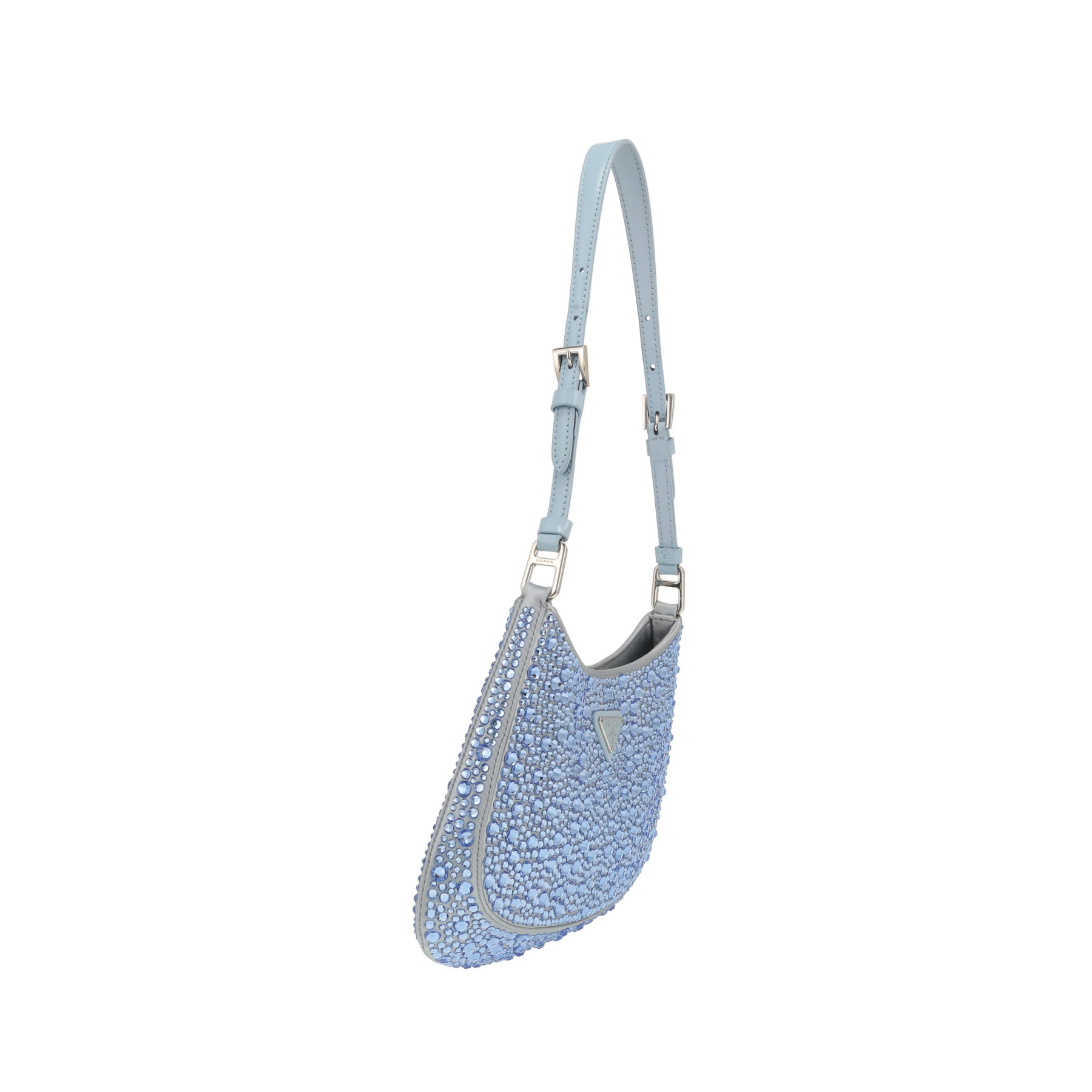 Bolso de mano Prada  Cleo en satén azul y cuero azul