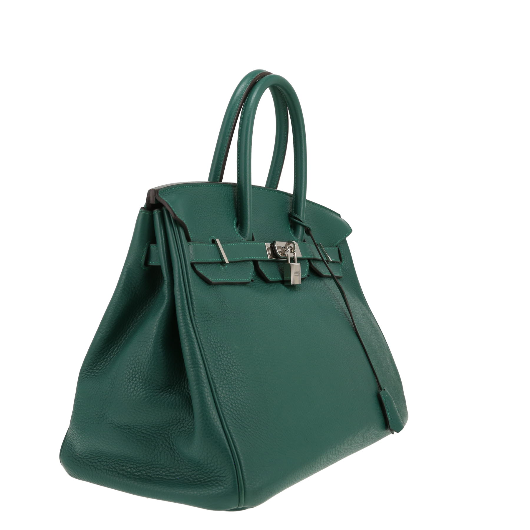 Bolso de mano Hermès  Birkin 35 cm en cuero taurillon clémence verde malaquita