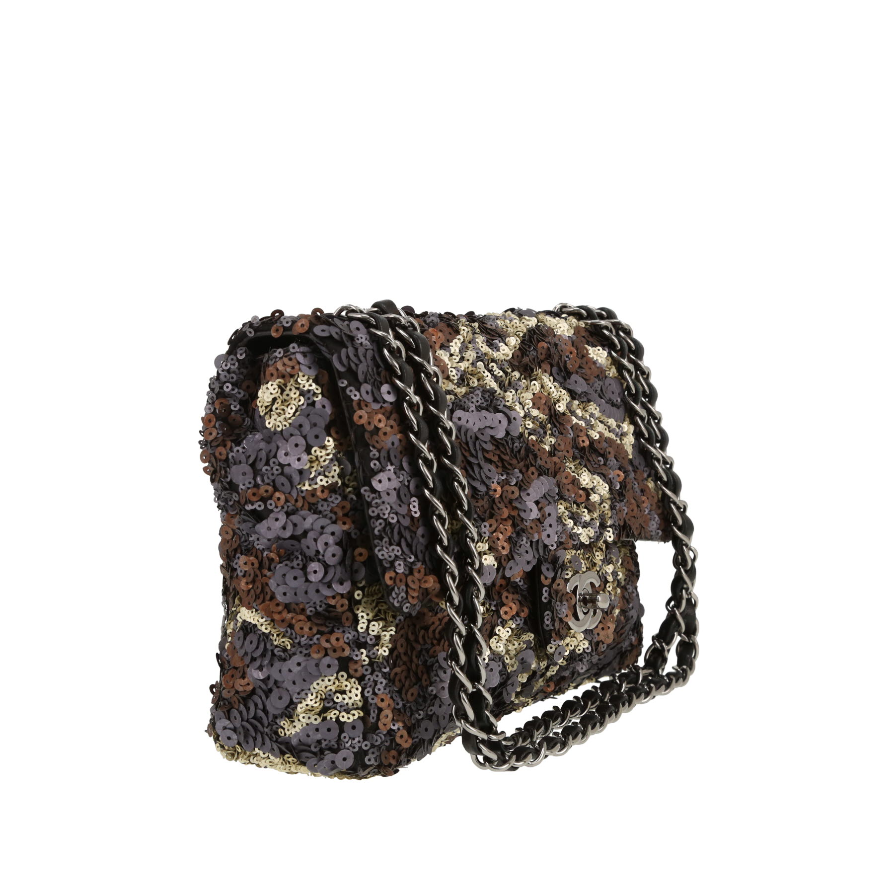 Chanel  Timeless handbag  in brown, silver and golden brown paillette