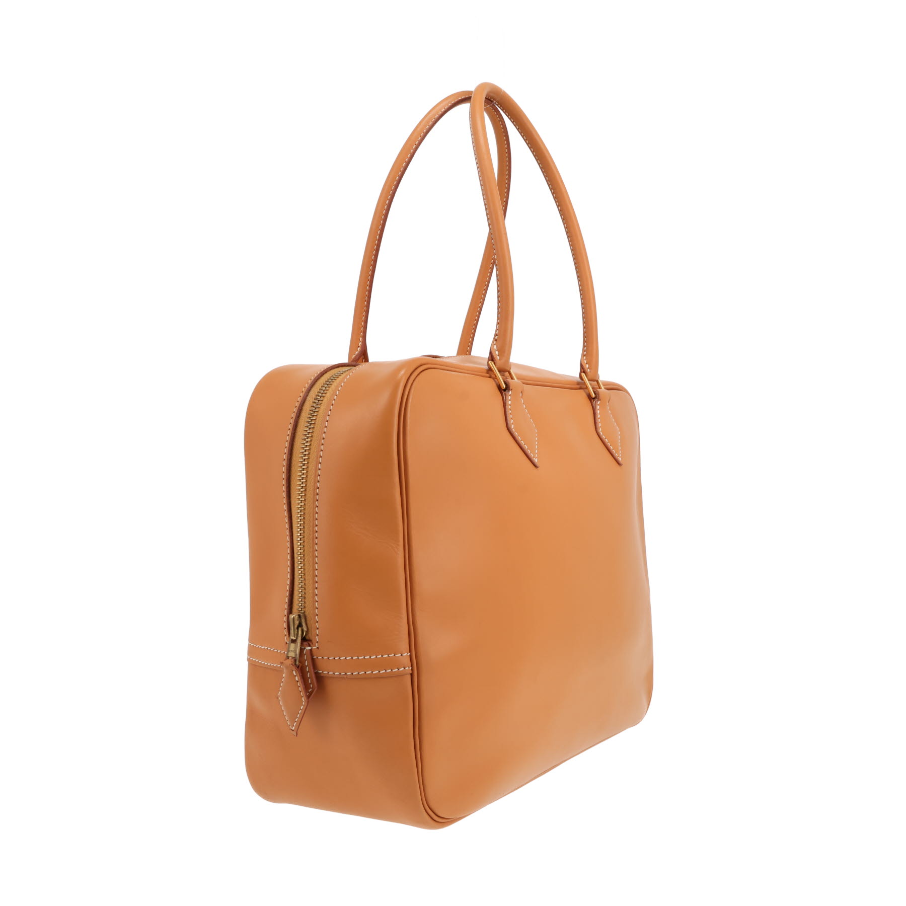 Bolso de mano Hermès «Plume» de piel Gold