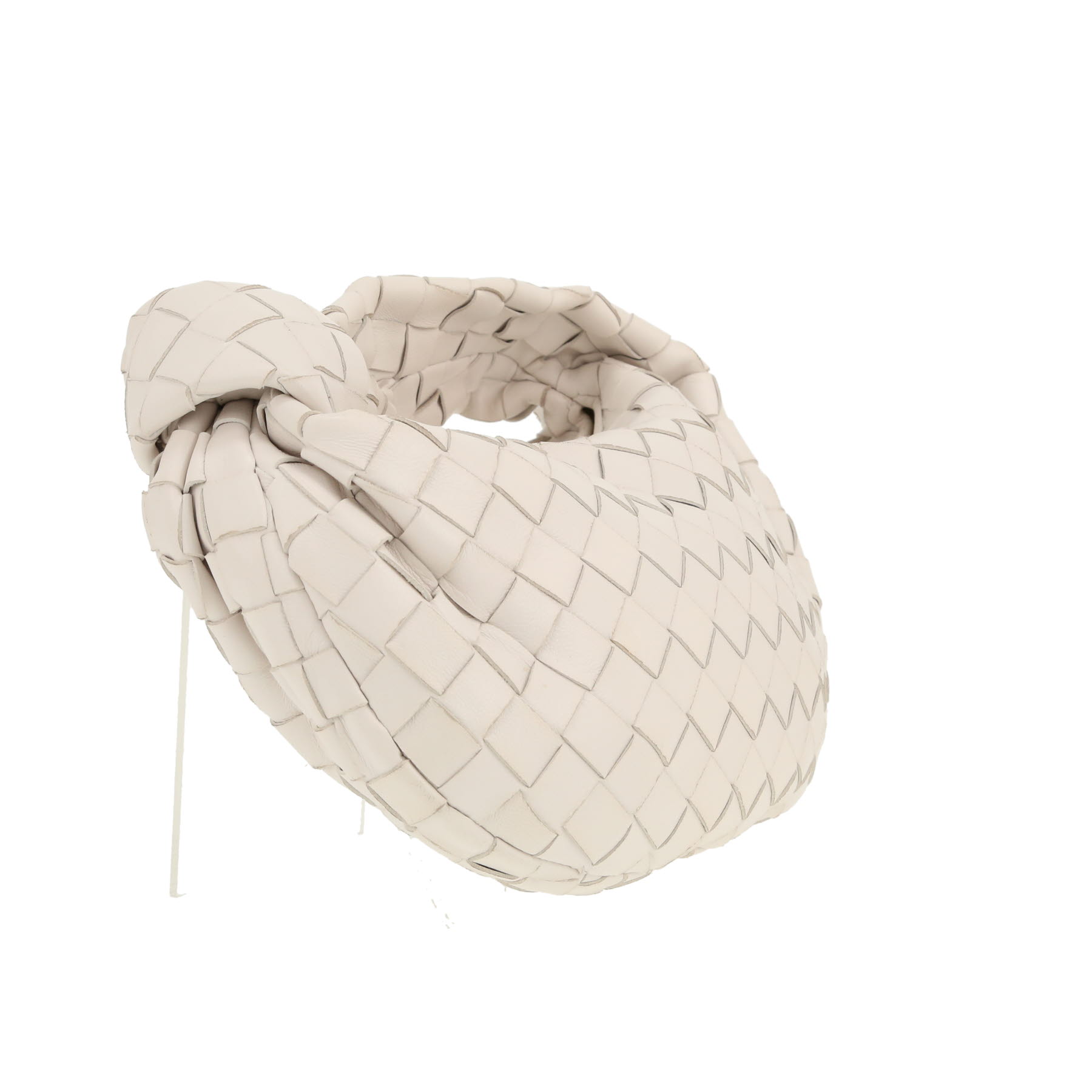 Bottega Veneta  Mini Jodie handbag  in white intrecciato leather