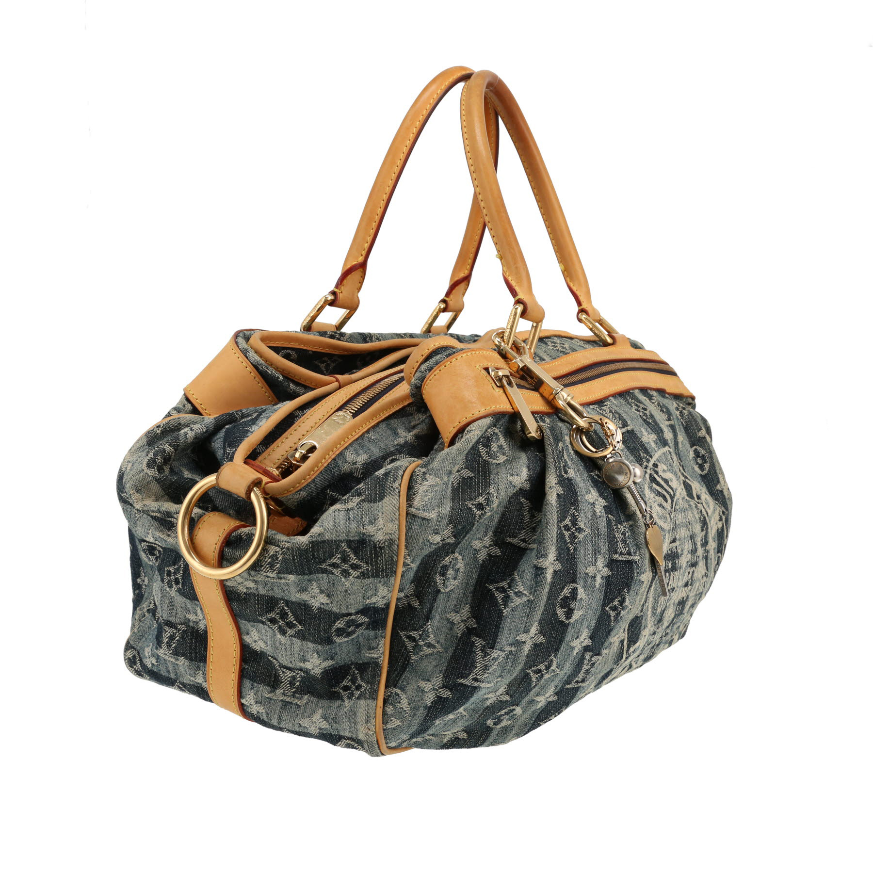 Borsa Louis Vuitton   in tela denim monogram e pelle naturale