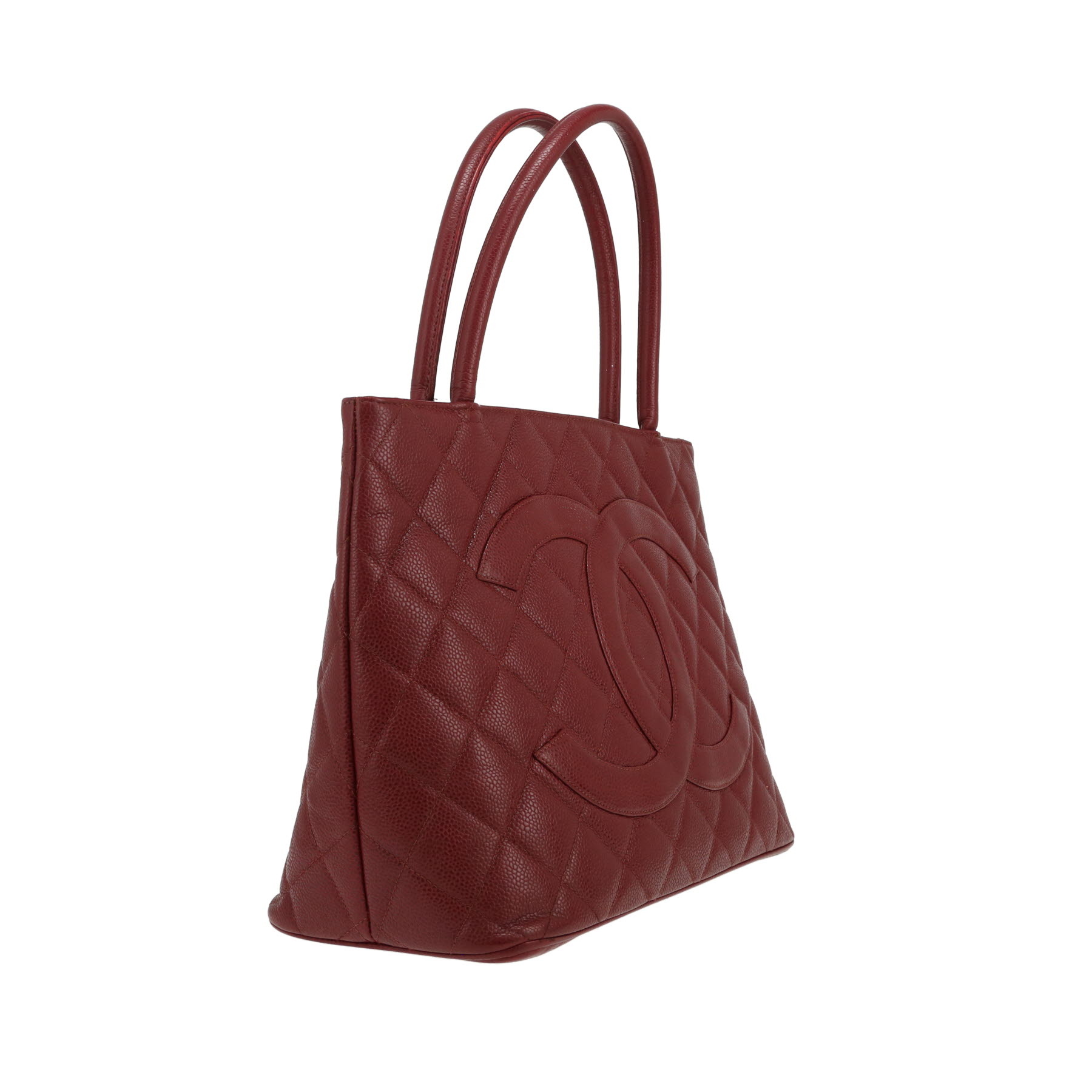 Borsa Chanel  Medaillon in pelle martellata e trapuntata bordeaux