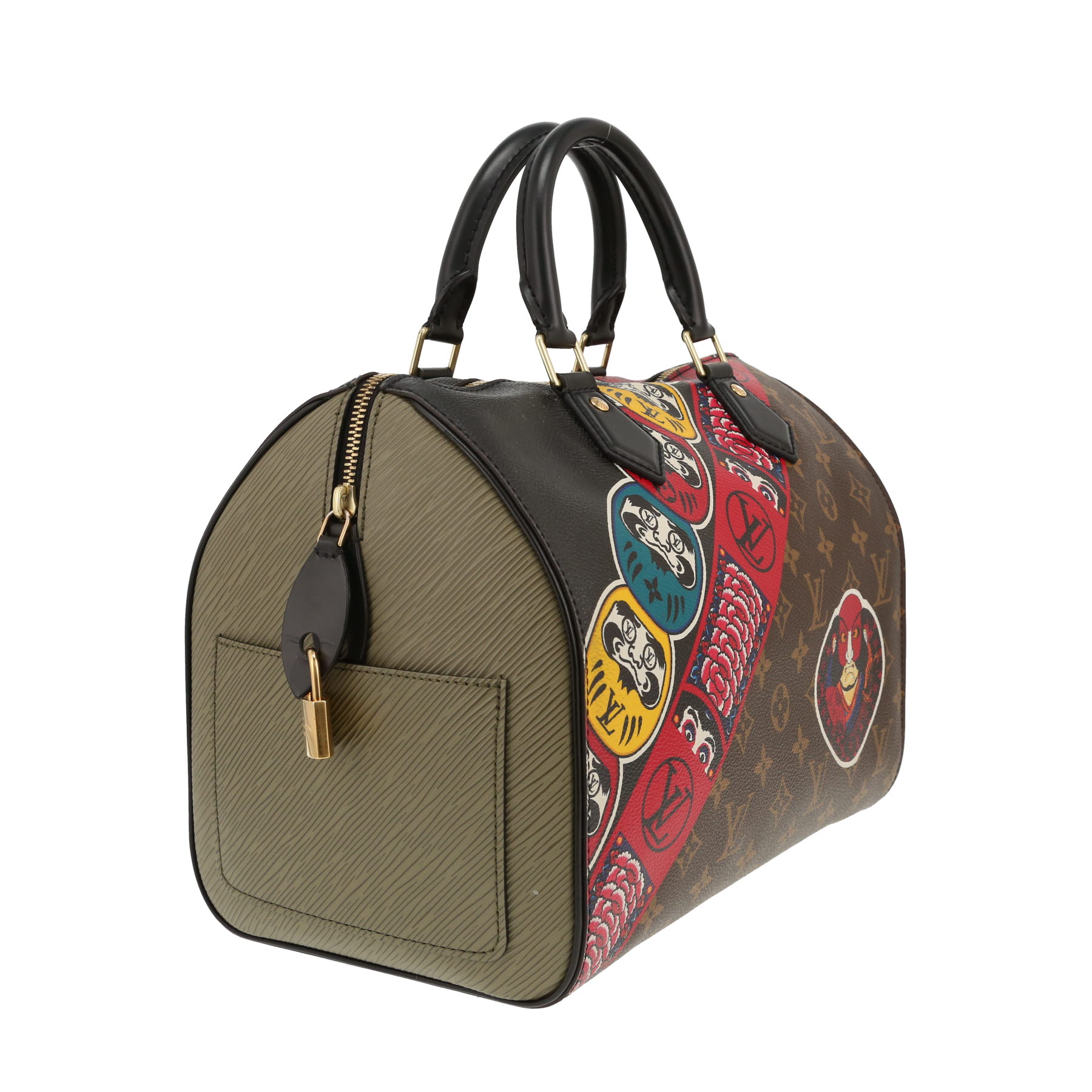 Louis Vuitton  Speedy Editions Limitées handbag  in brown monogram canvas  and grey epi leather