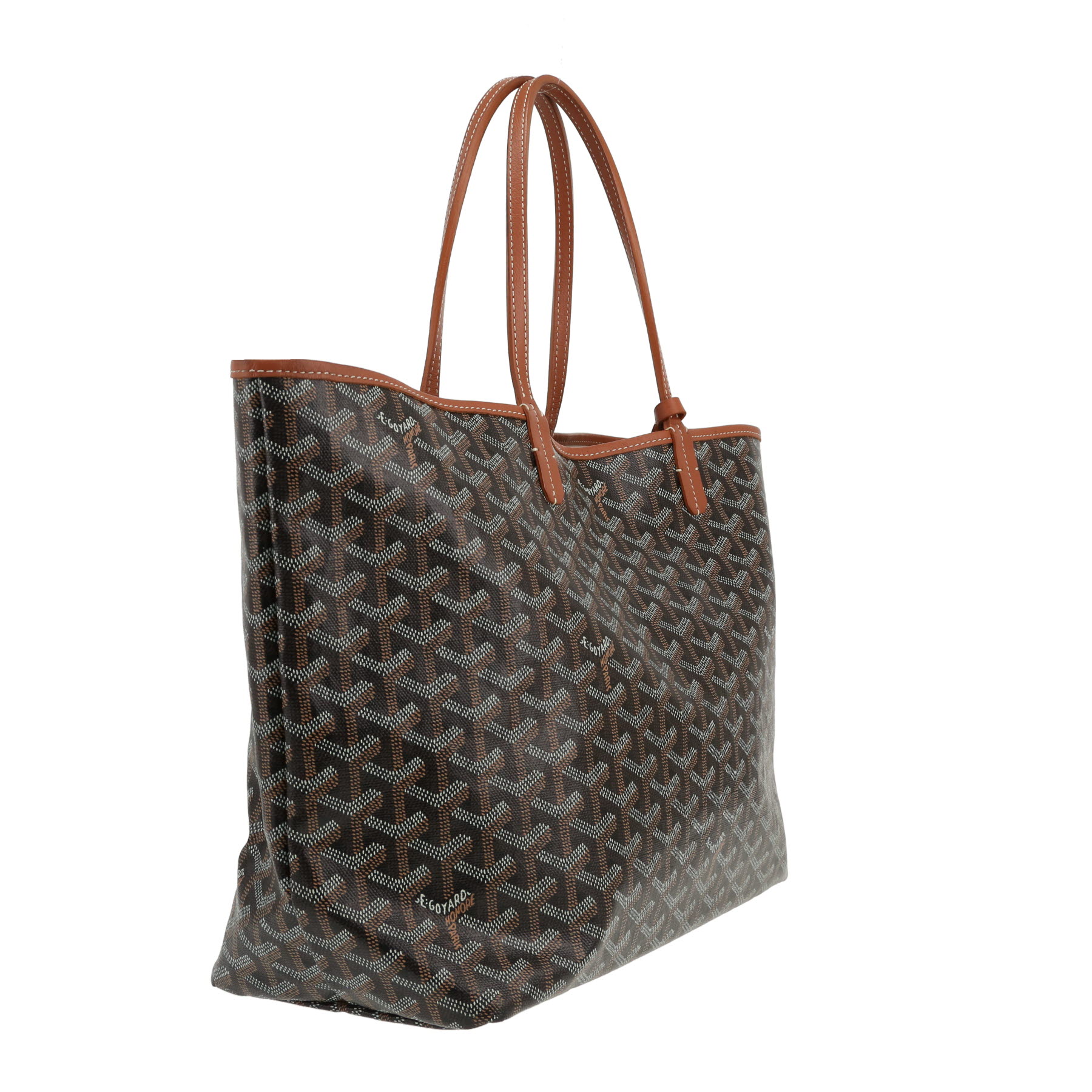 Bolso Cabás Goyard  Saint-Louis en tela Goyardine negra y cuero marrón