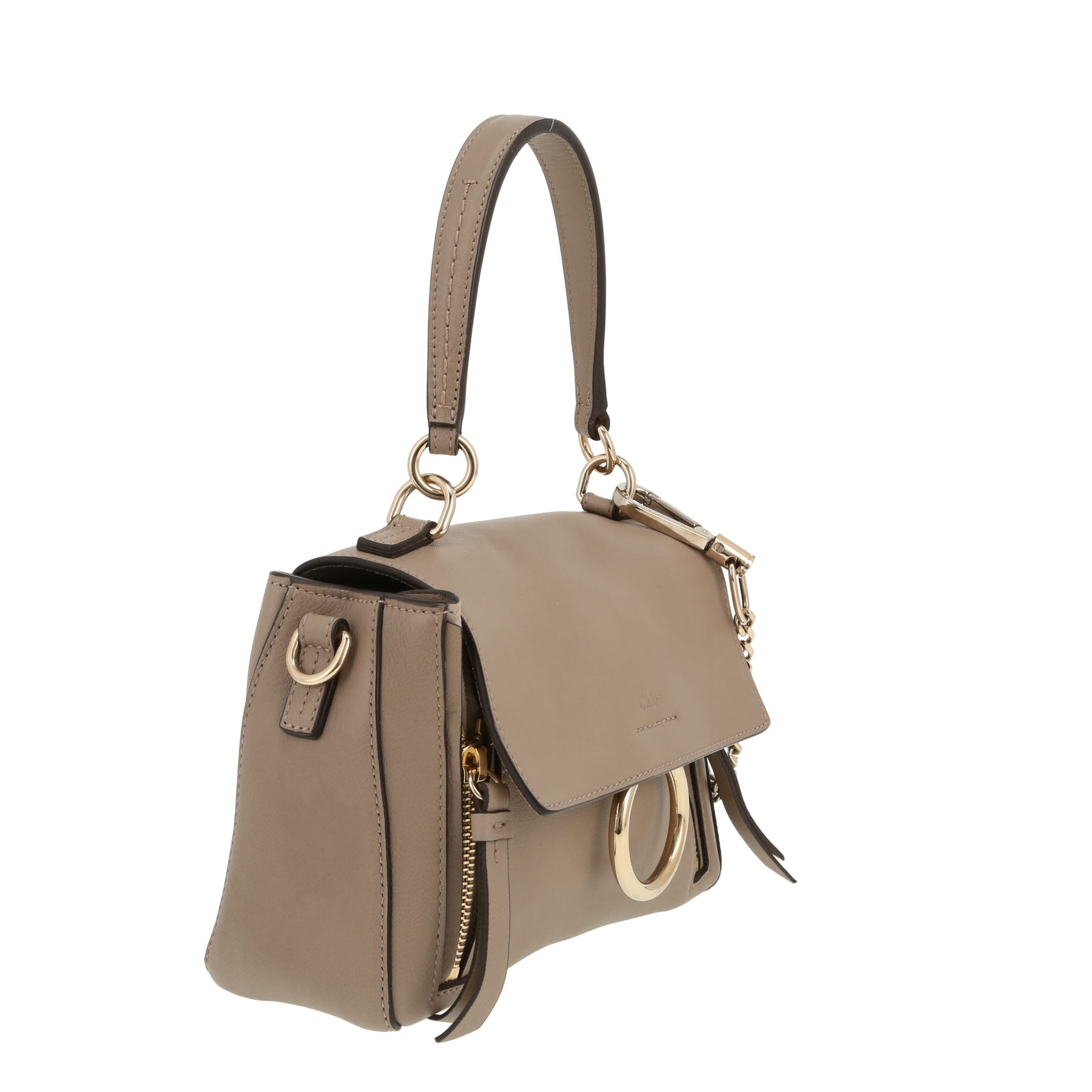 Borsa a tracolla Chloé  Faye in pelle color talpa