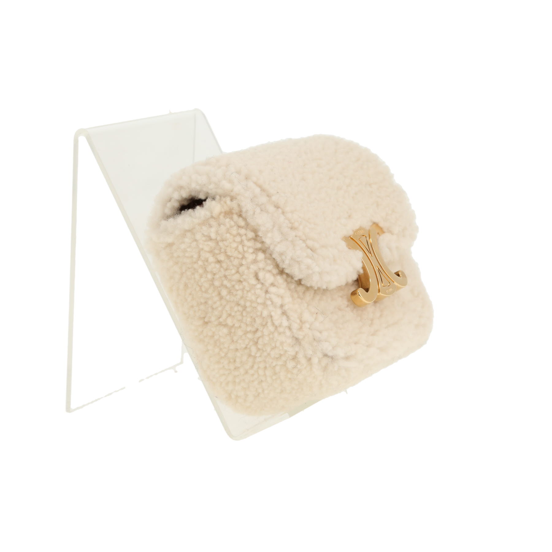 Bolso bandolera Celine   mini  en piel con lana beige y cuero marrón